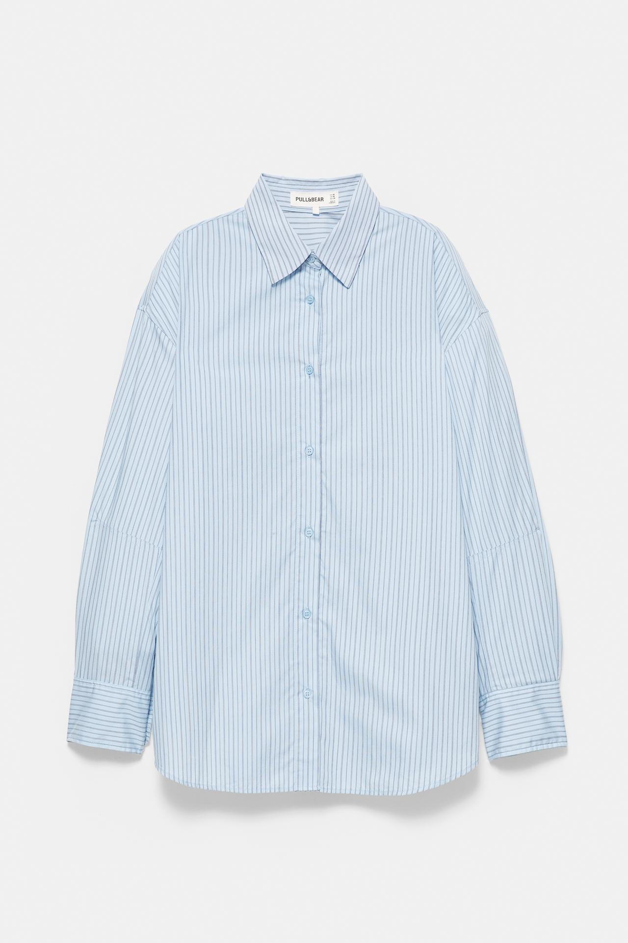 Striped shirt with back buttons — Sky blue