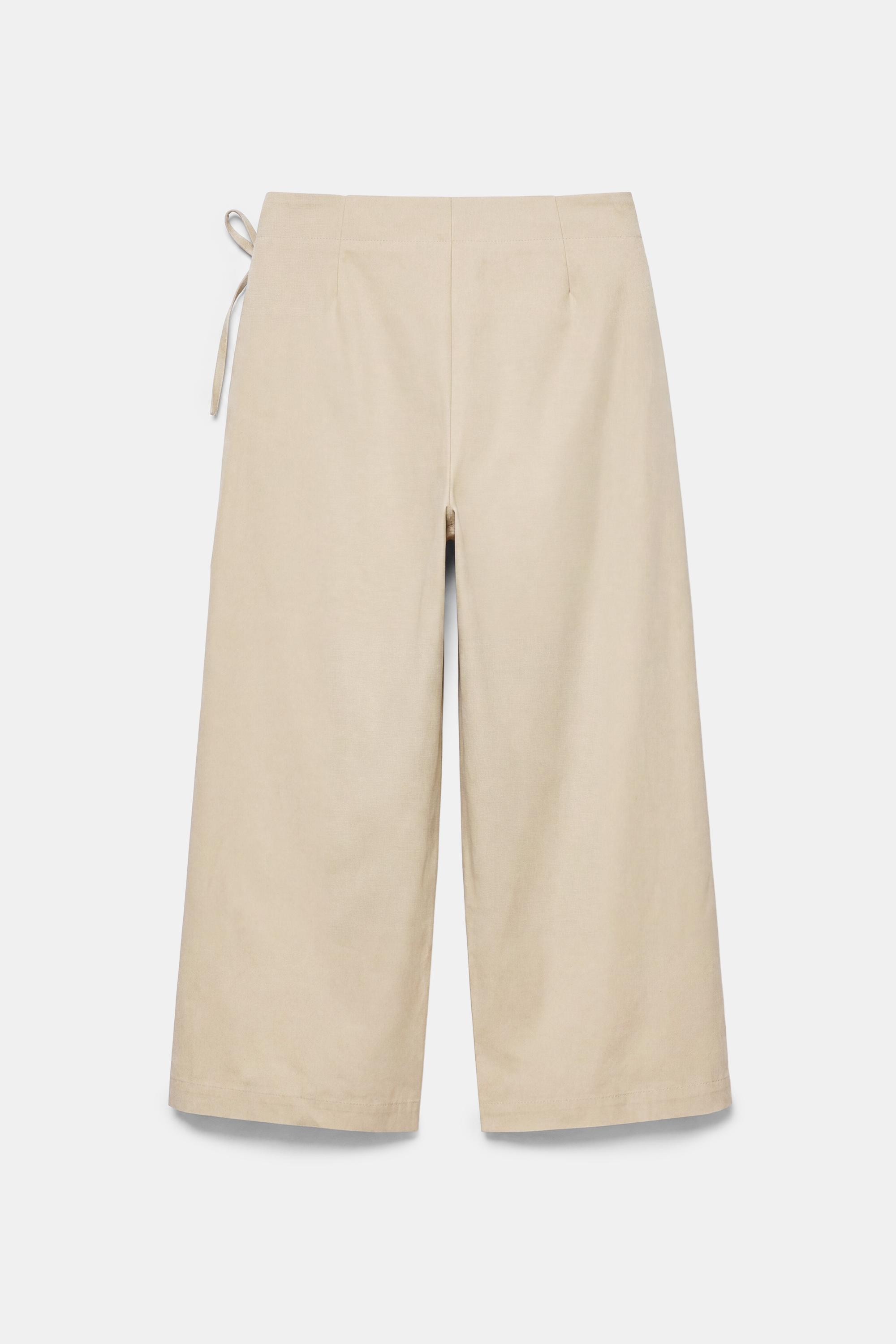 Sash tie culottes — Light camel
