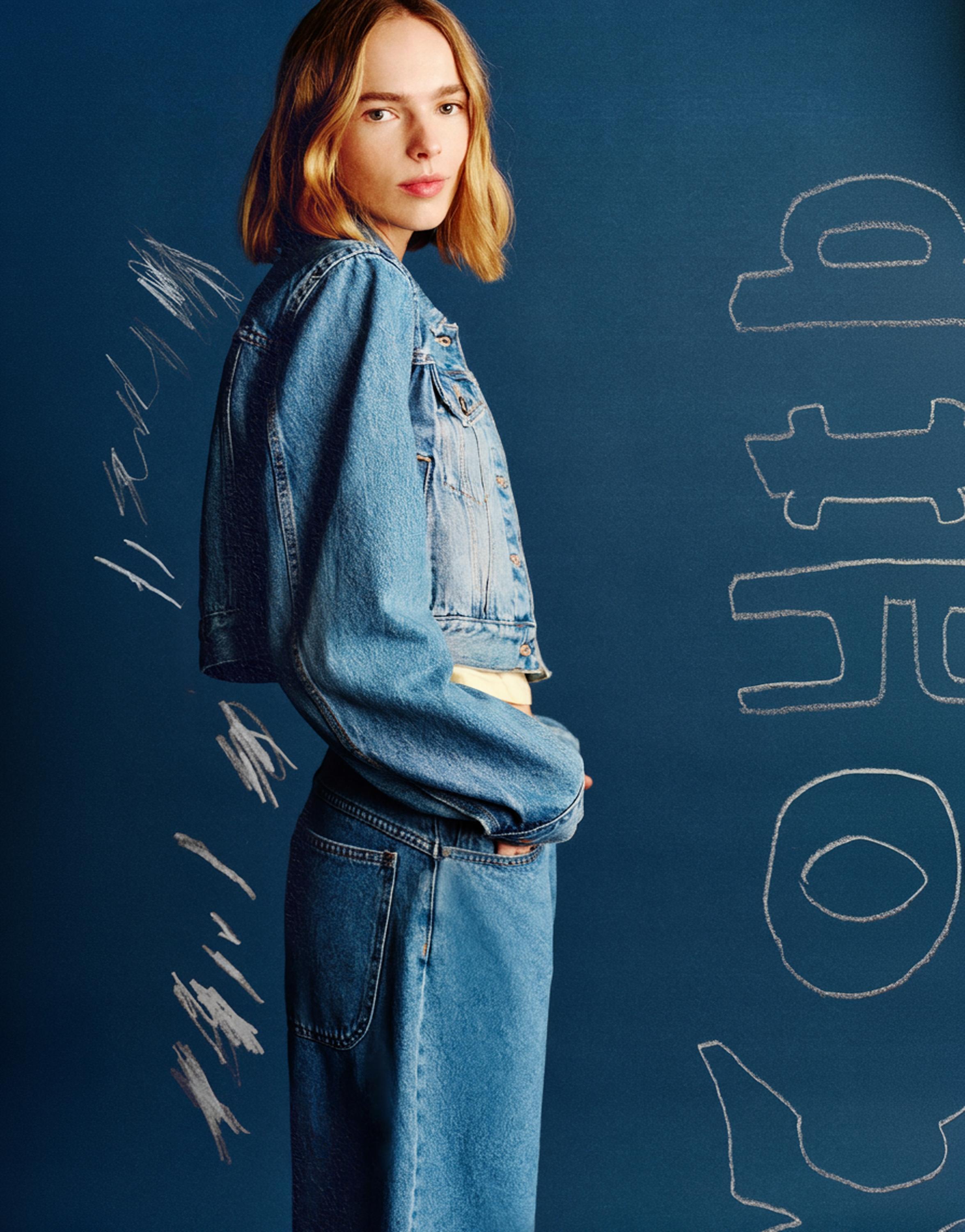 Cropped denim jacket — Medium blue