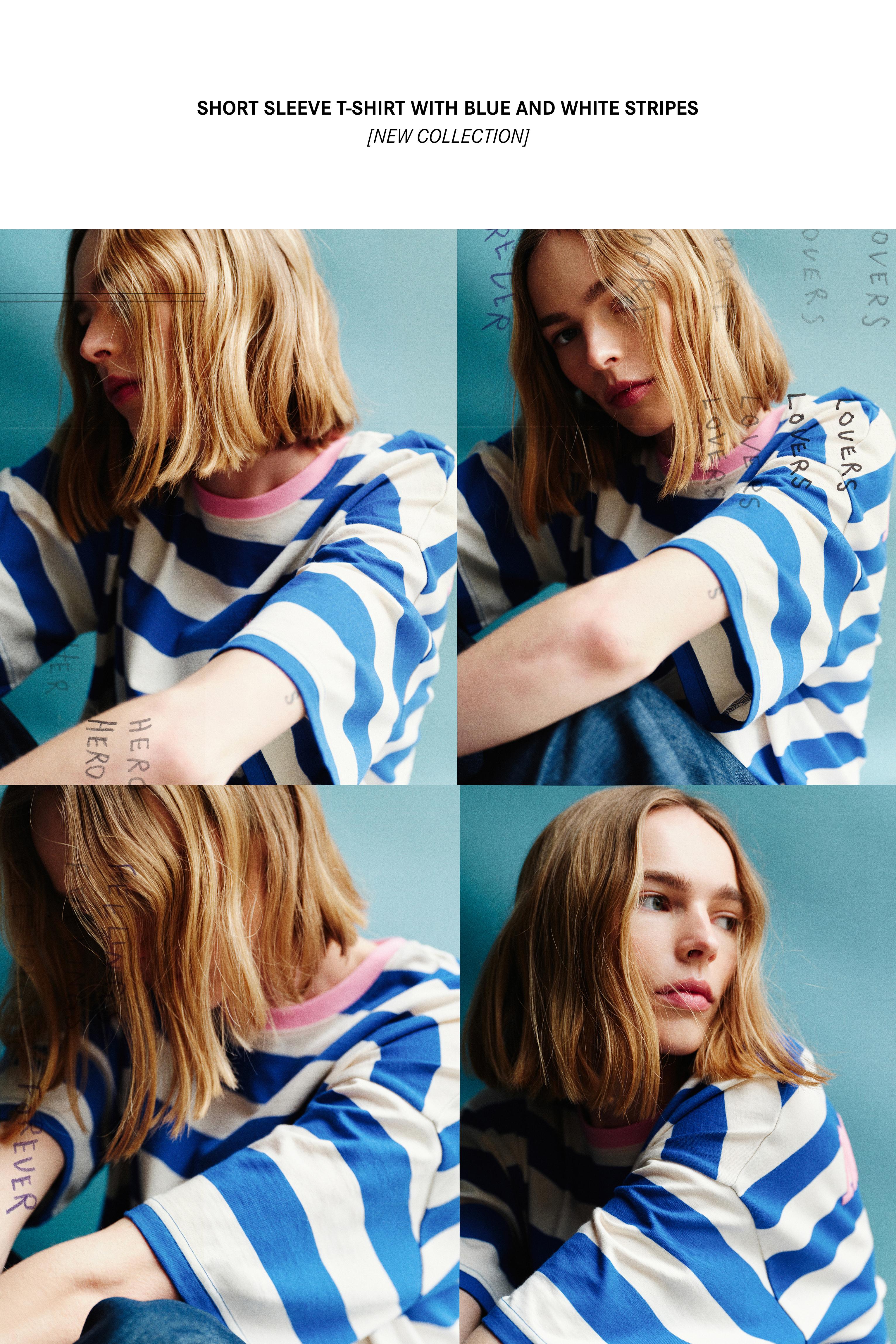 Blue striped T-shirt — Deep blue