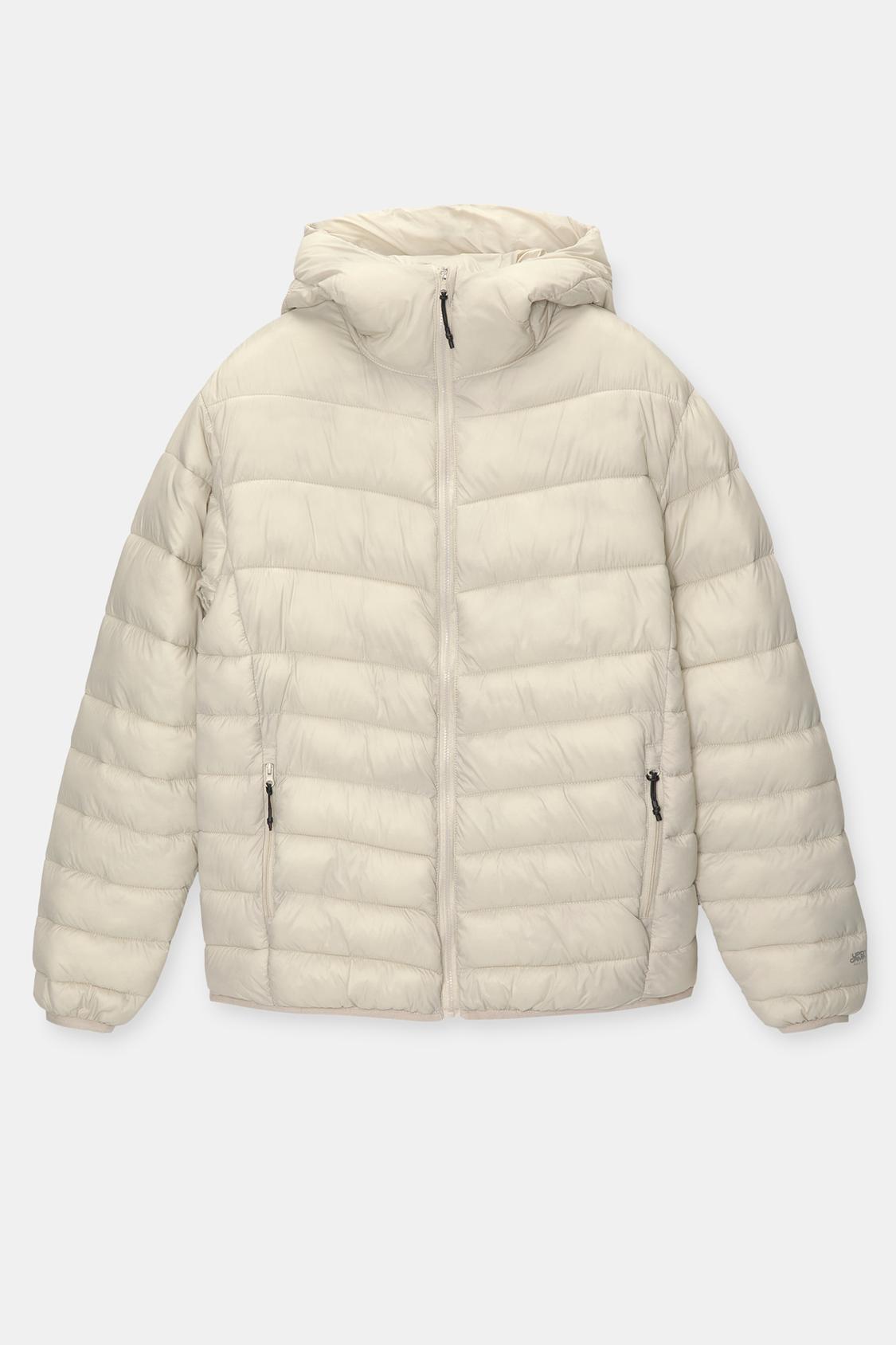 Beige Pull And Bear Puffer Coat Lightweight Puffer Jacket With