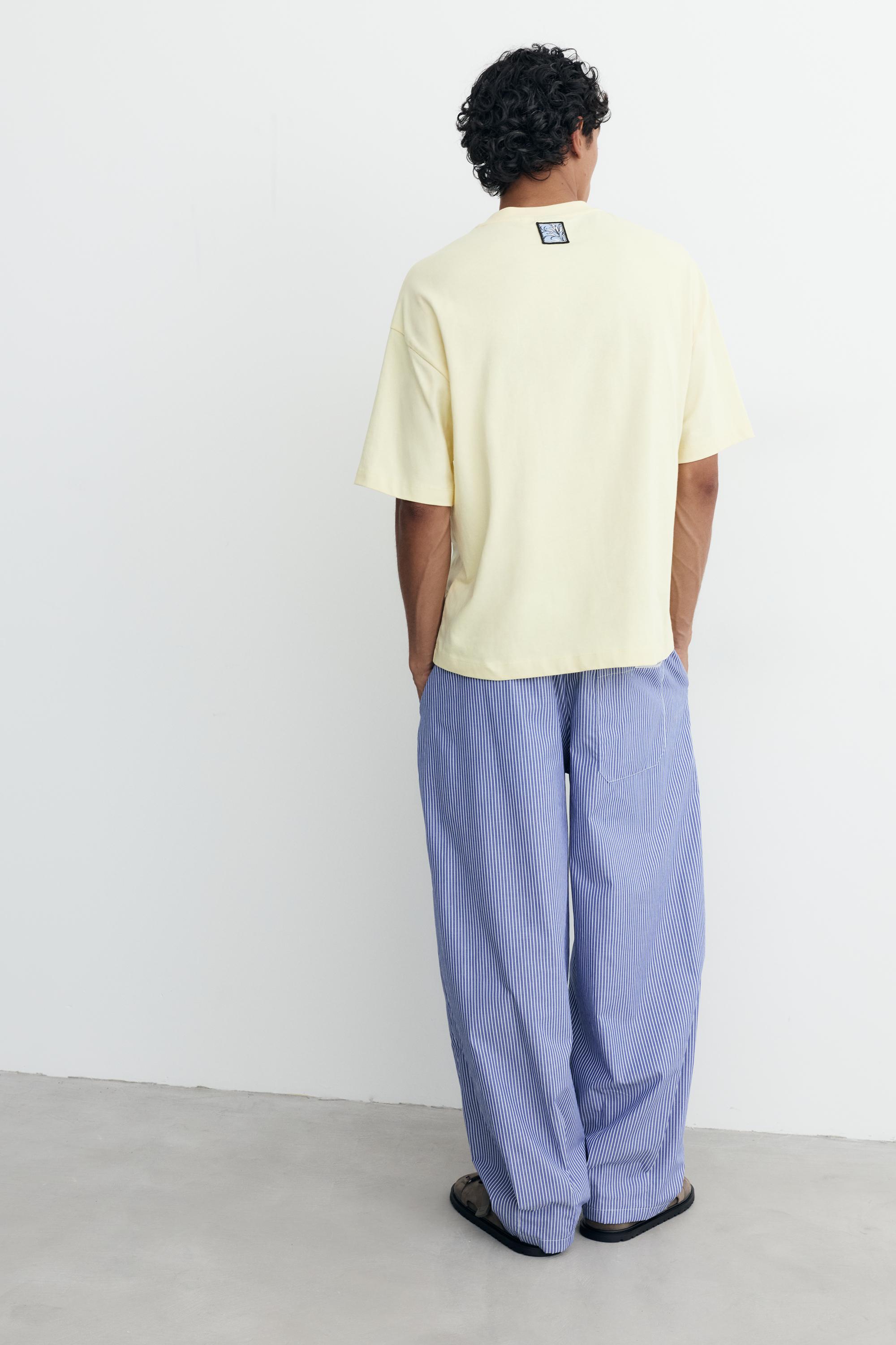 Relaxed fit striped pyjama-style trousers — Blue