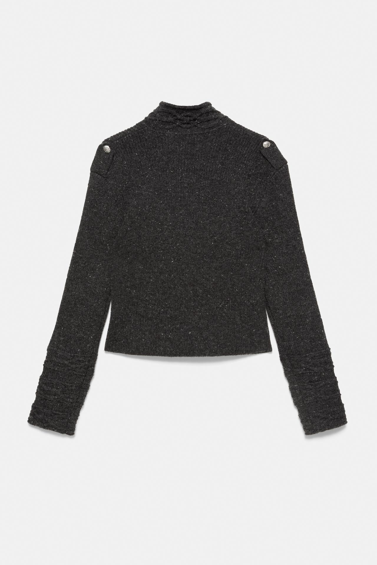 100% wool cardigan — Charcoal marl