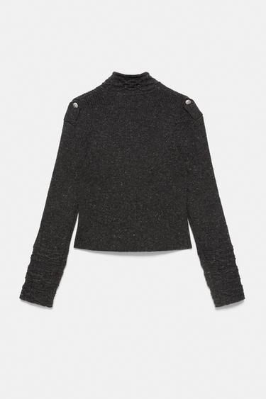 100% wool cardigan — Charcoal marl 7