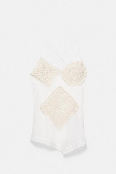 Asymmetric white crochet top — White 6