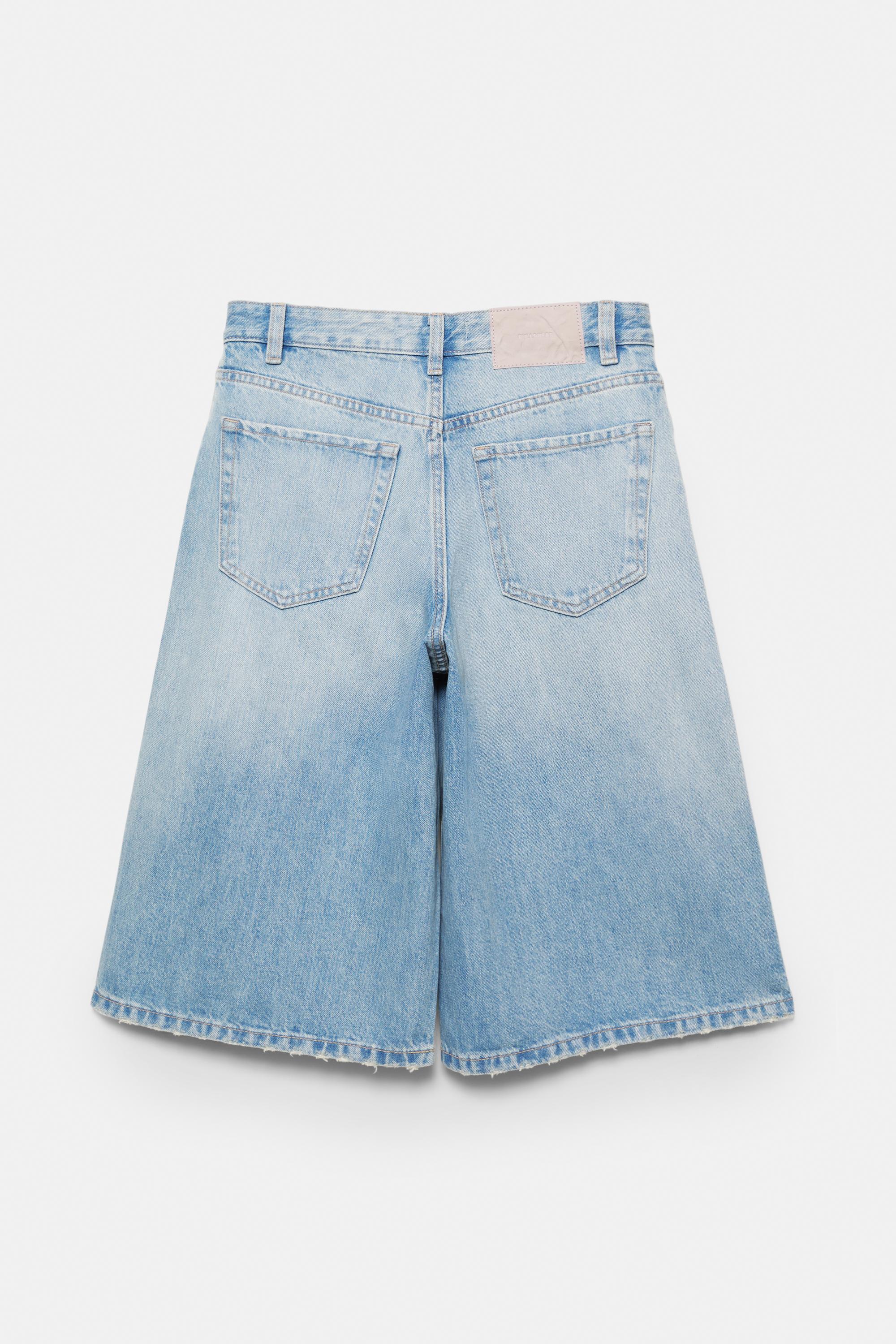 Low-rise denim jorts — Pale blue
