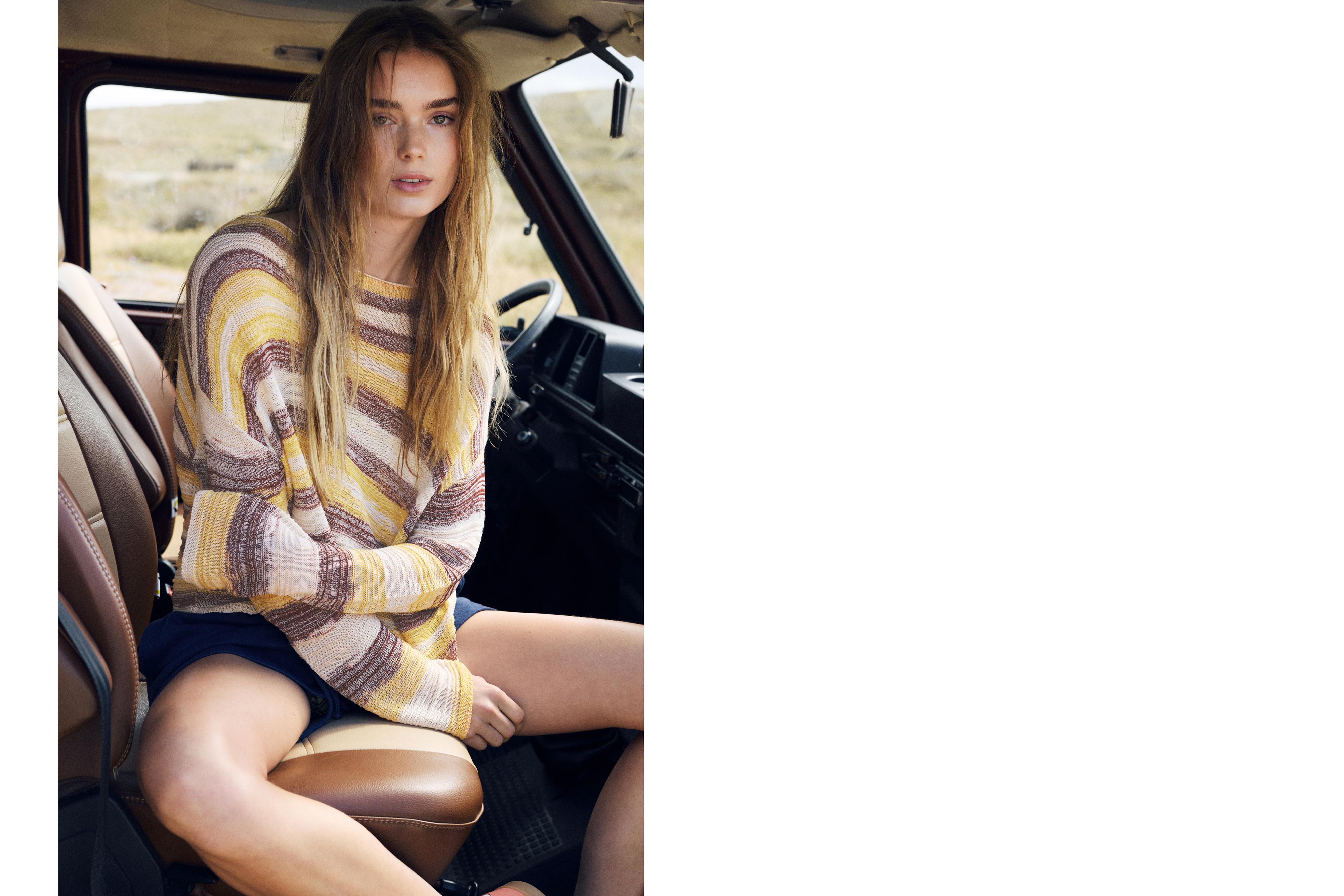 Space dye cutwork jumper — Yellow