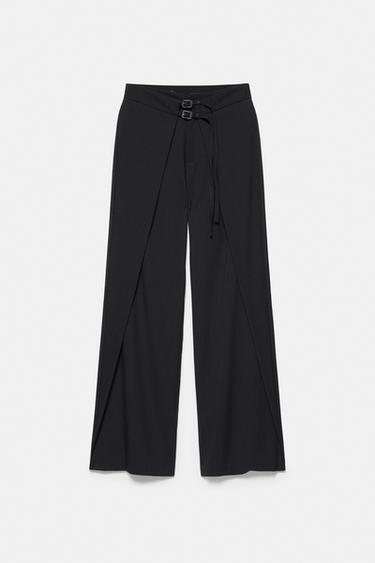 Darted smart trousers with buckles — Striped 5