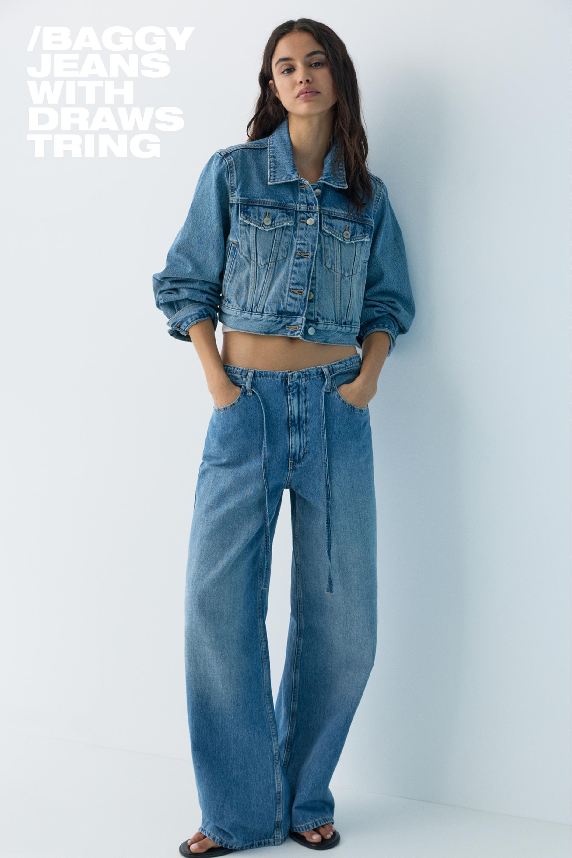 Baggy jeans with drawstring — Medium blue