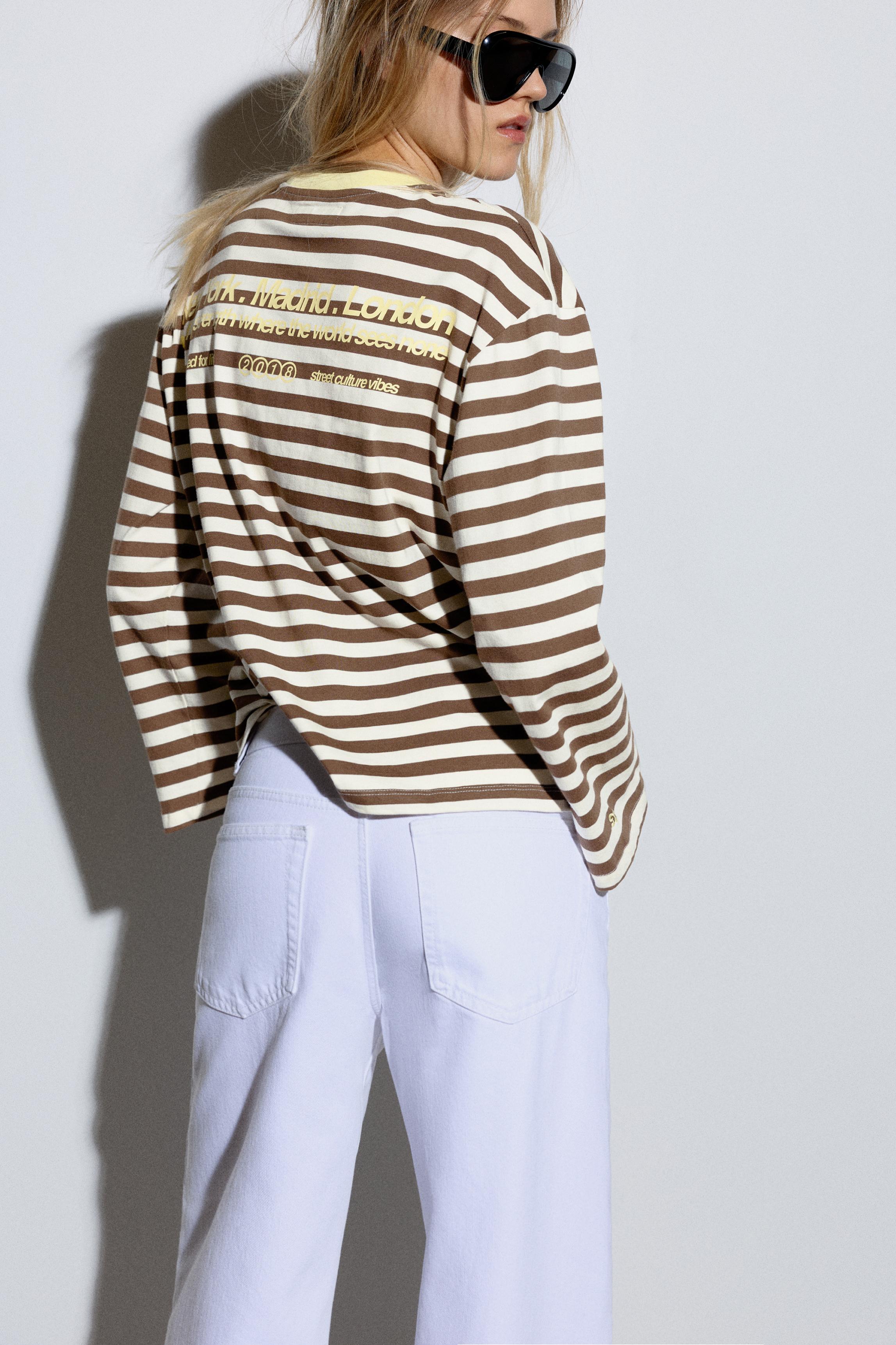 Oversize striped T-shirt — Brown