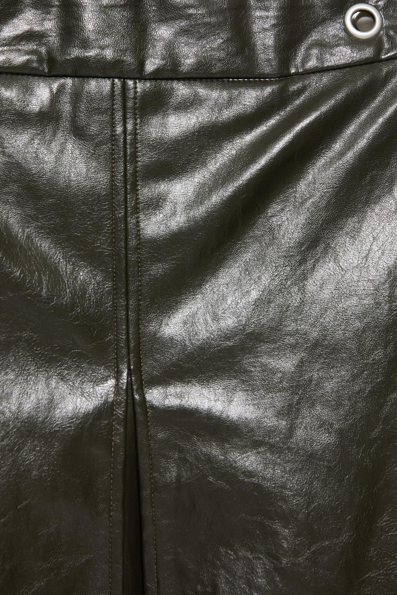 Leather effect midi skirt — Dark green