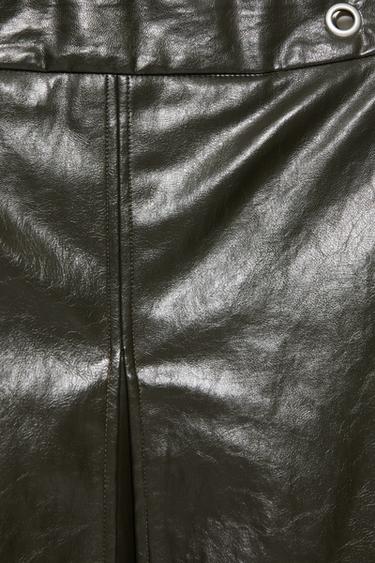 Leather effect midi skirt — Dark green 7