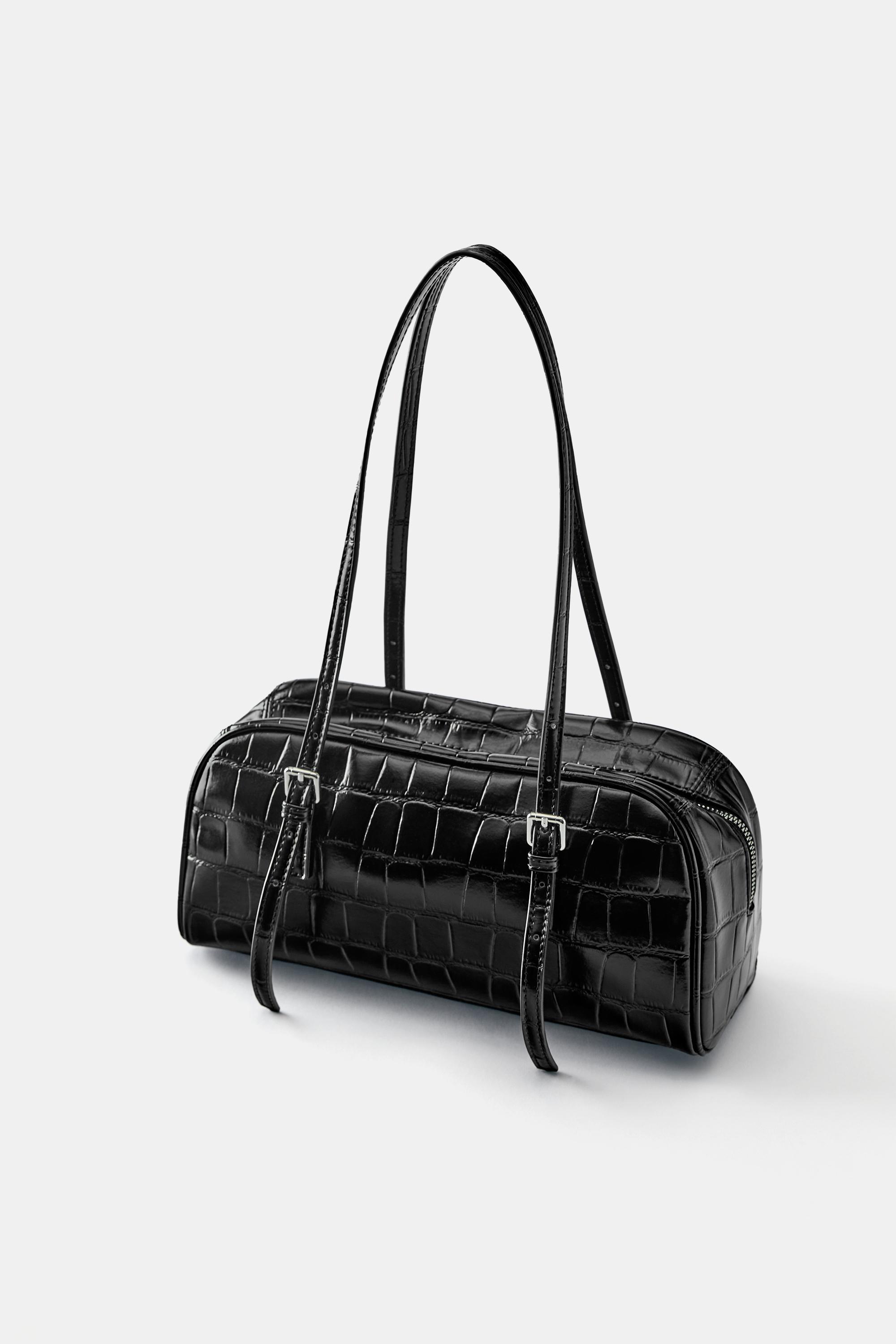 Textured shoulder bag — Black
