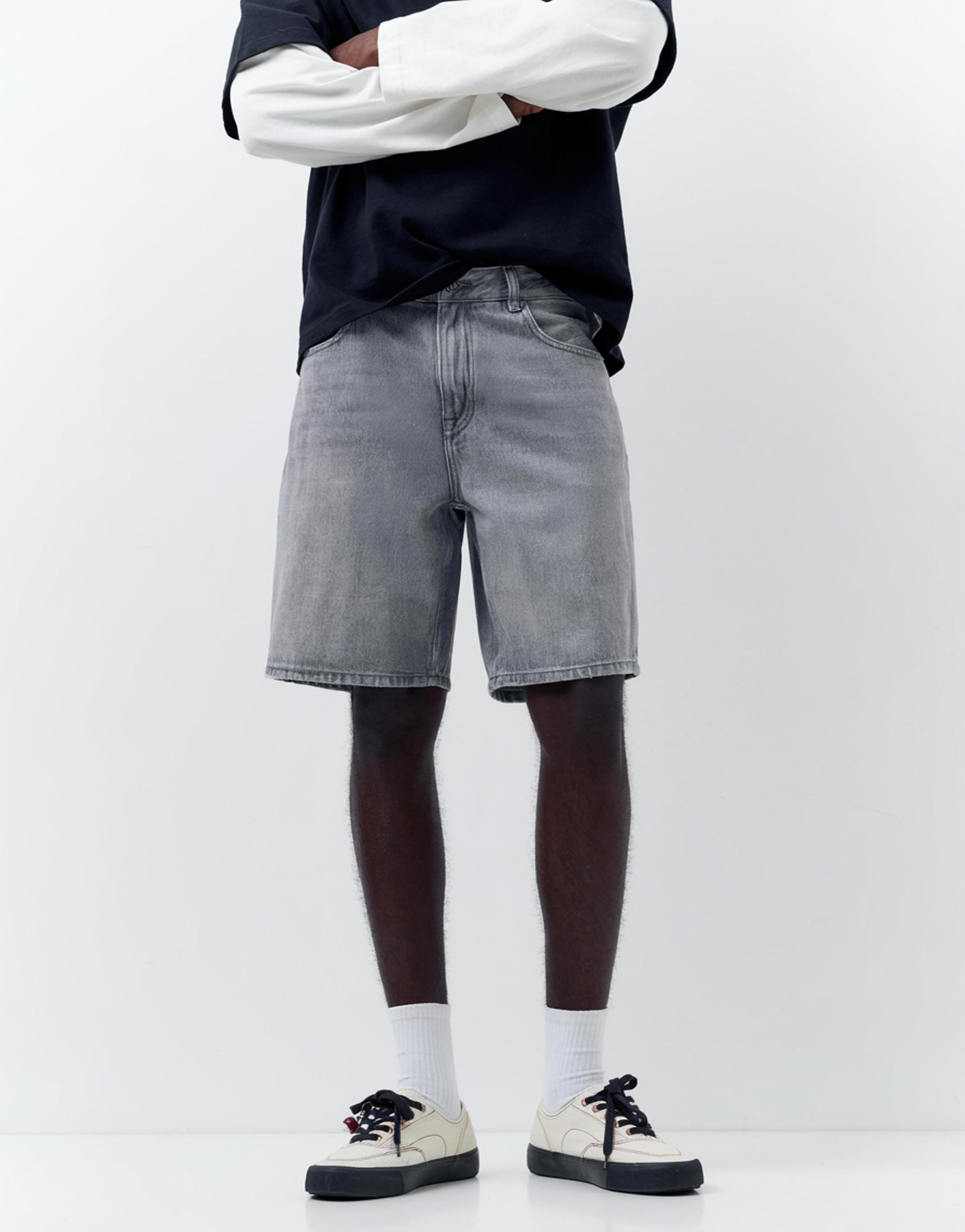 Standard denim Bermuda shorts — Dark grey