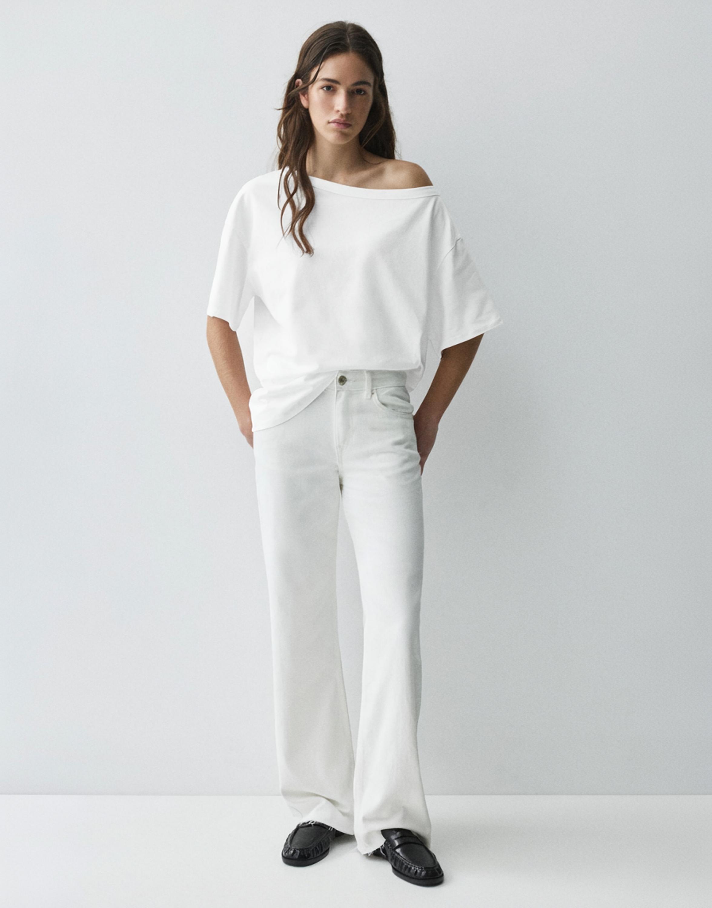 Asymmetric short sleeve T-shirt — White
