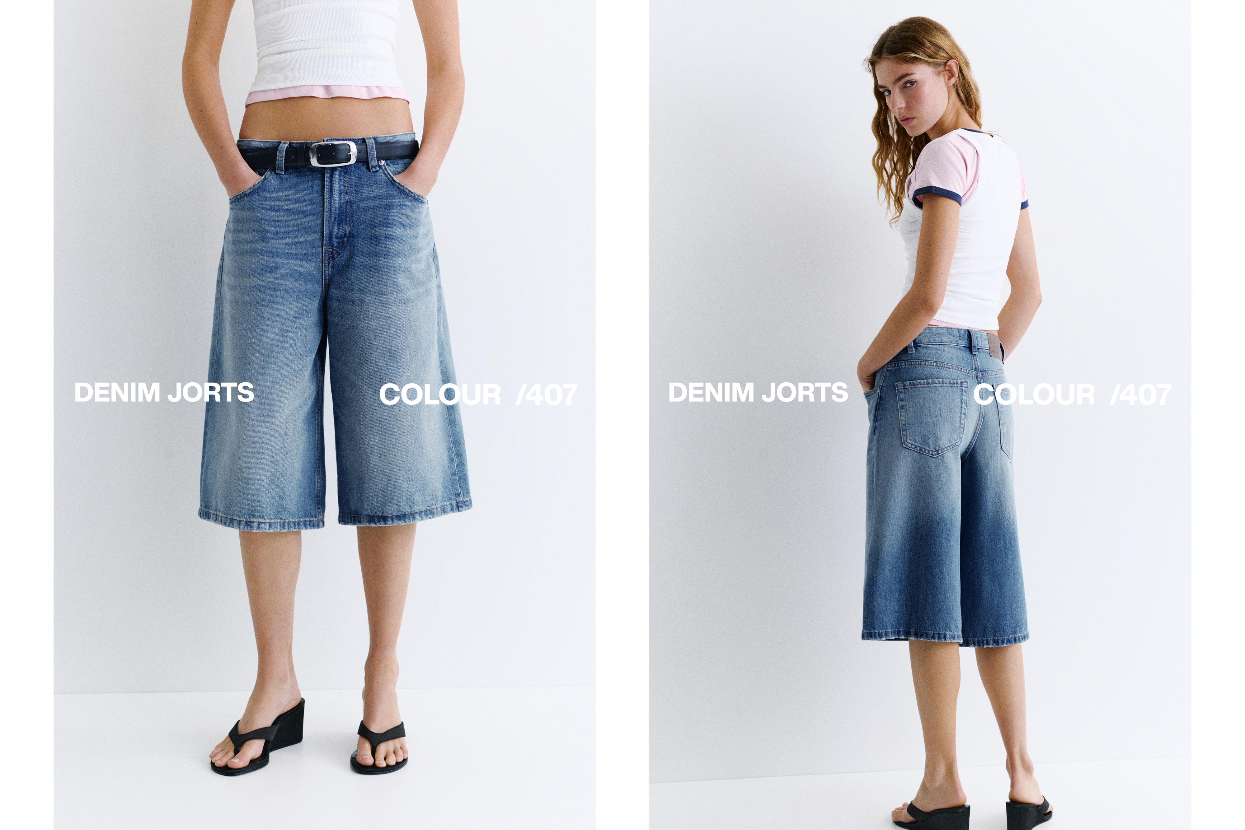 Low-rise denim jorts — Dark blue