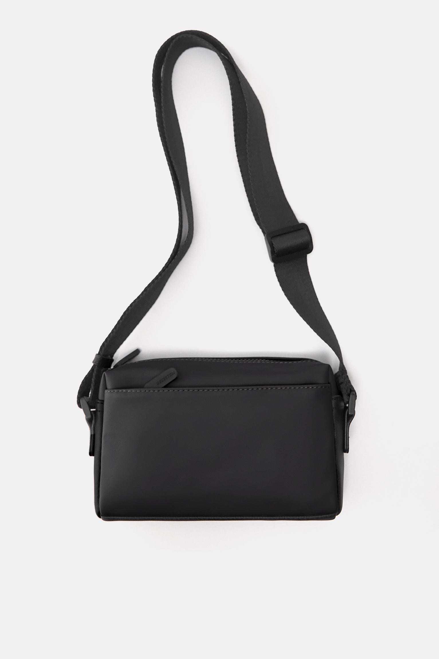 Rubberised crossbody bag — Black