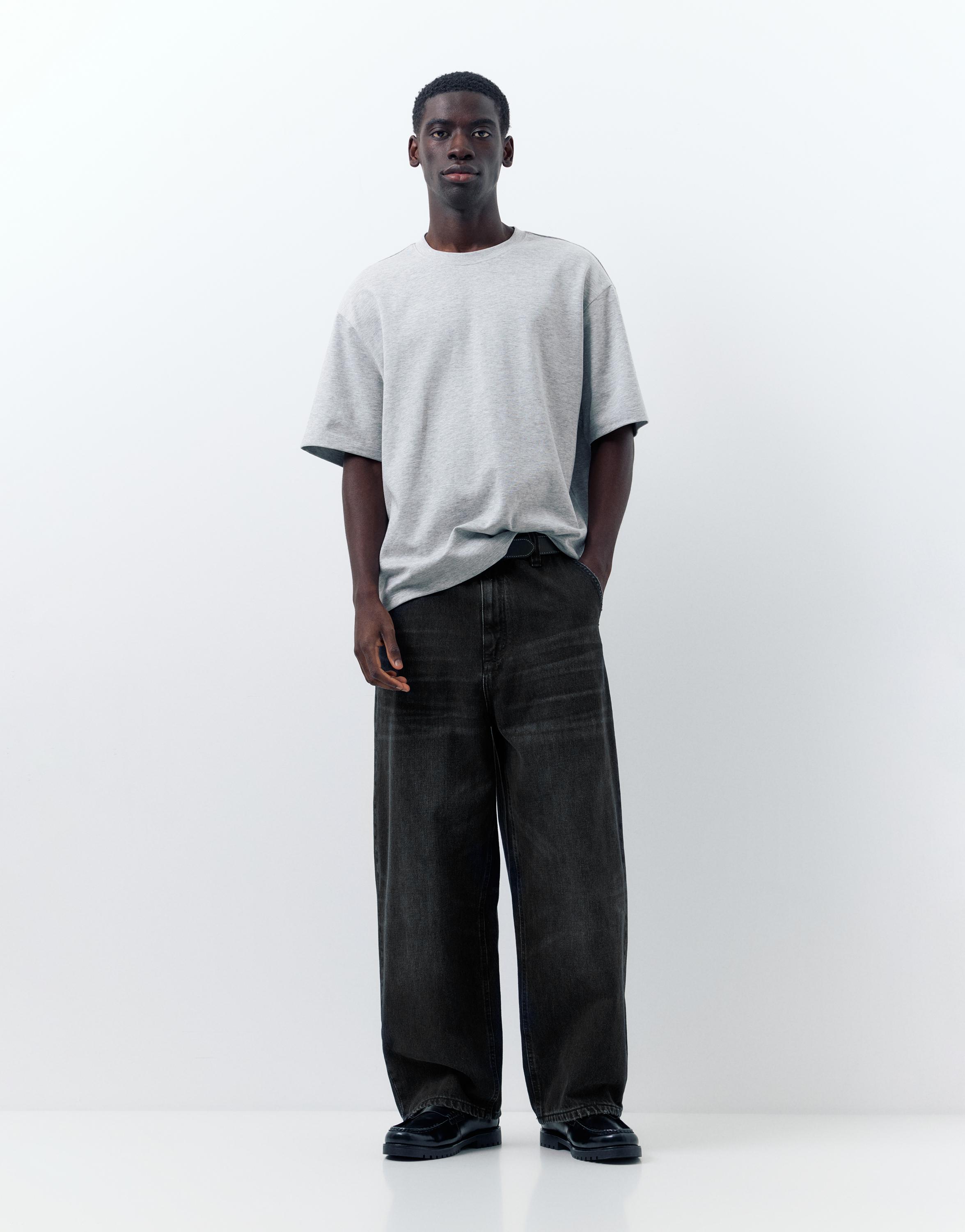 Embroidered skater jeans — Faded black