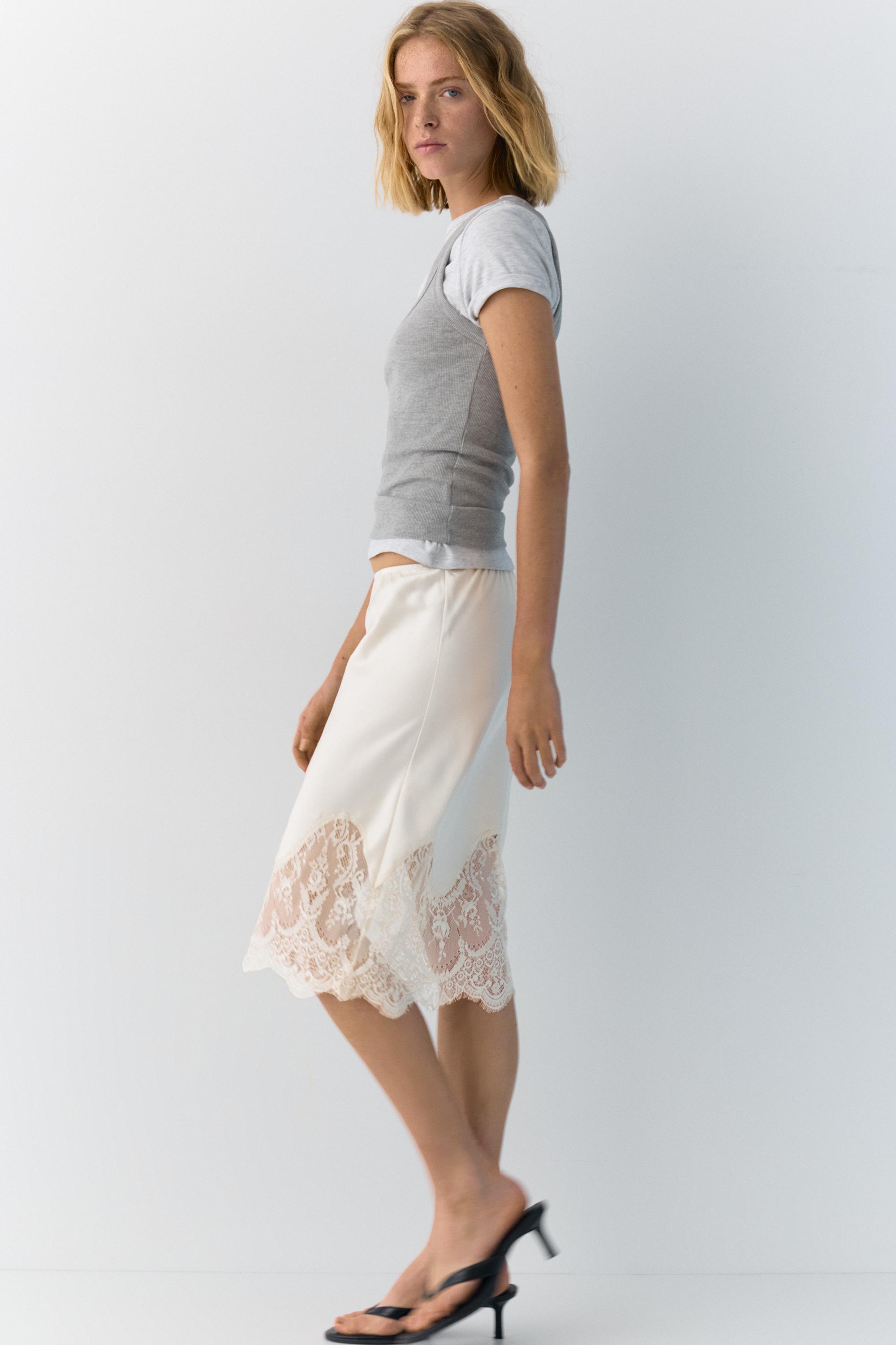 Dantel detaylı midi etek - Görsel 27