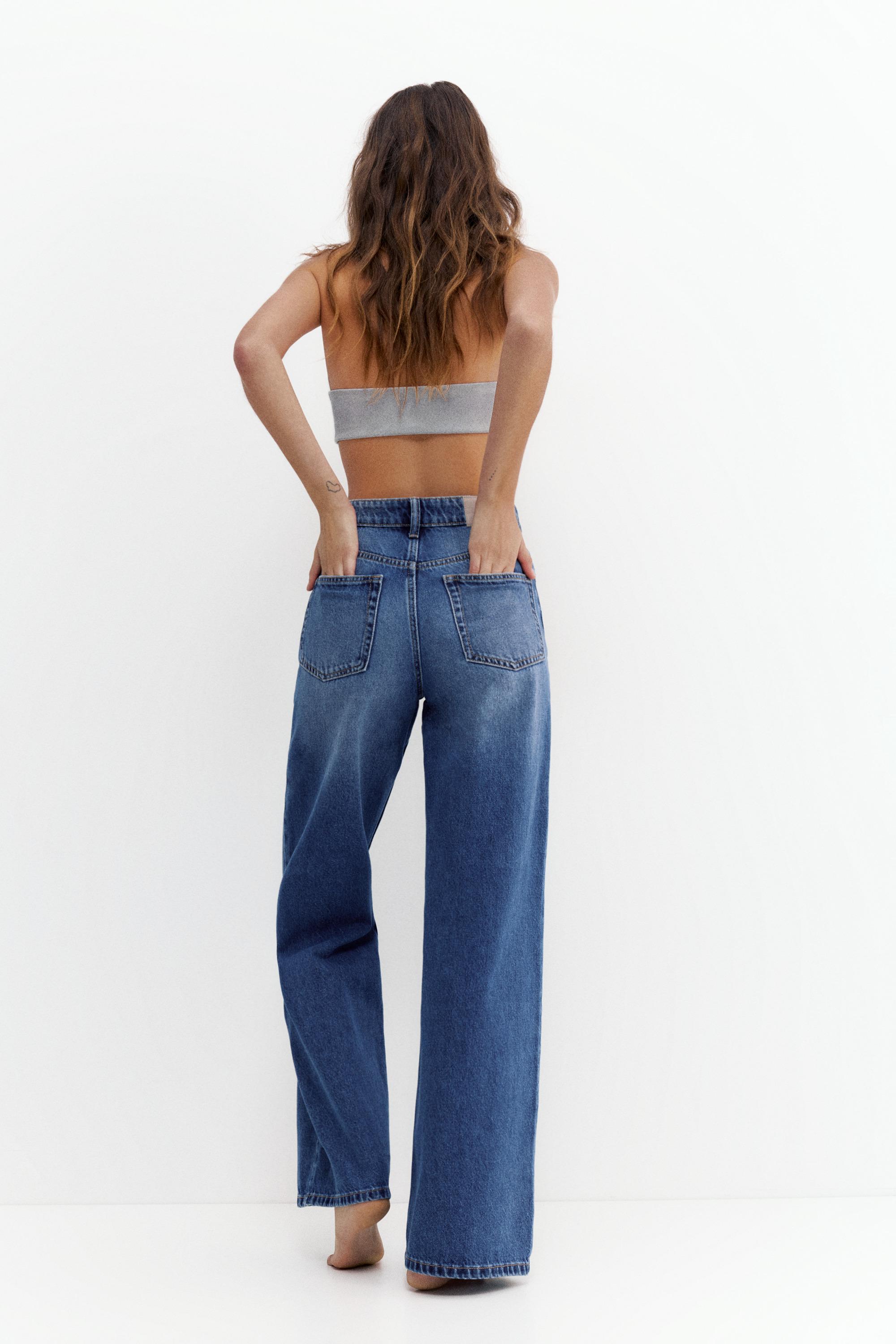 High-waist wide-leg jeans — Medium blue