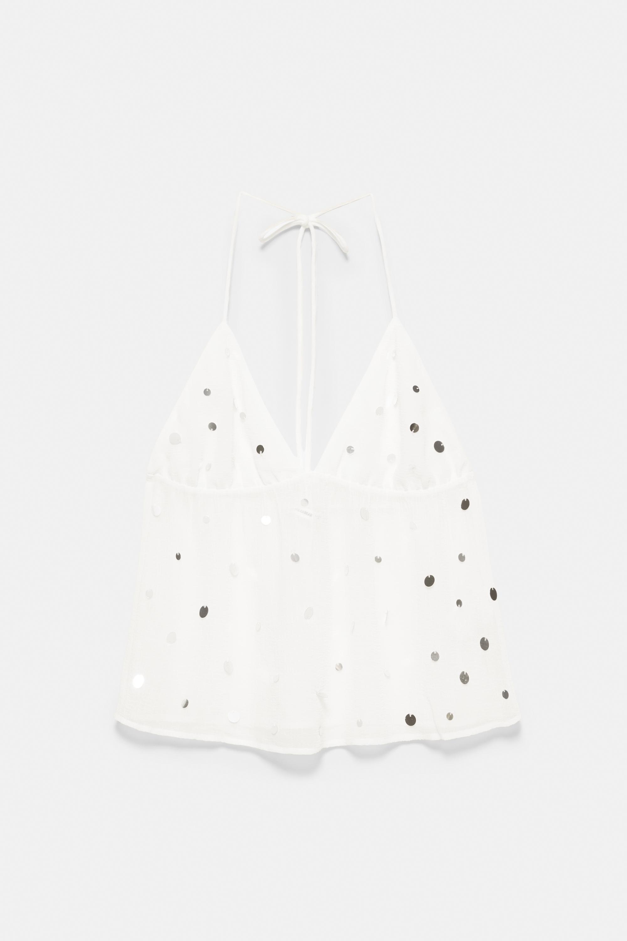 Mirror halter top — White