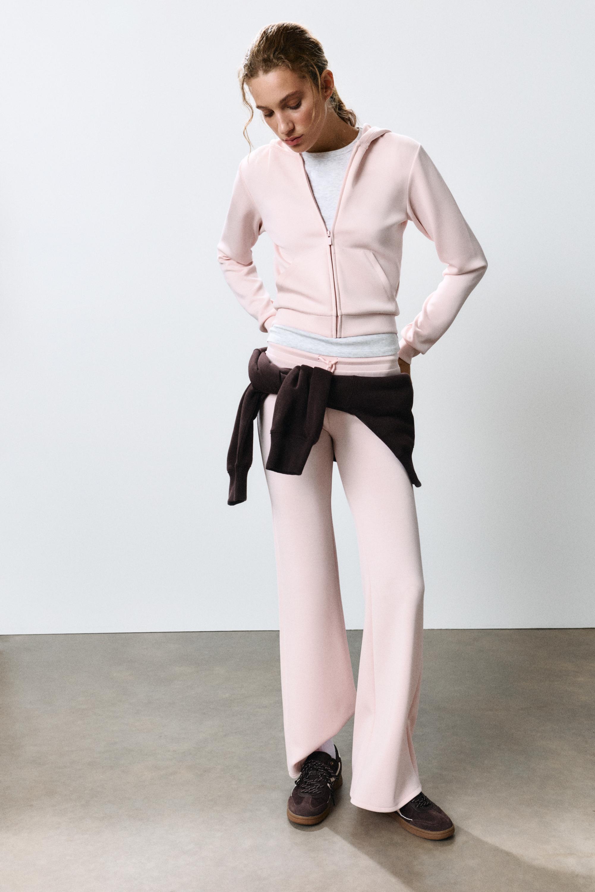 Zip-up hooded sweatshirt — Pastel pink
