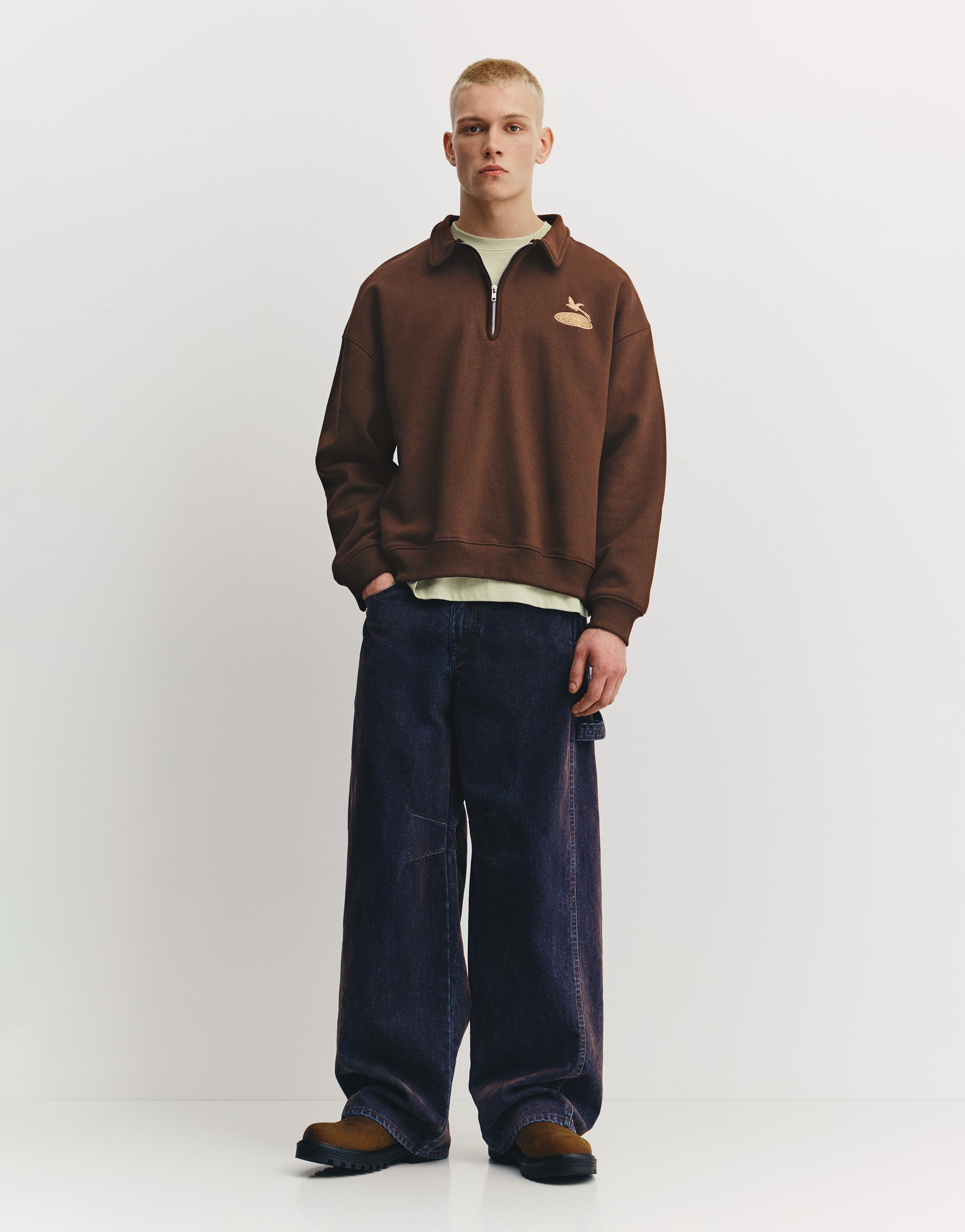 Grafik baskılı polo yaka sweatshirt - Görsel 13