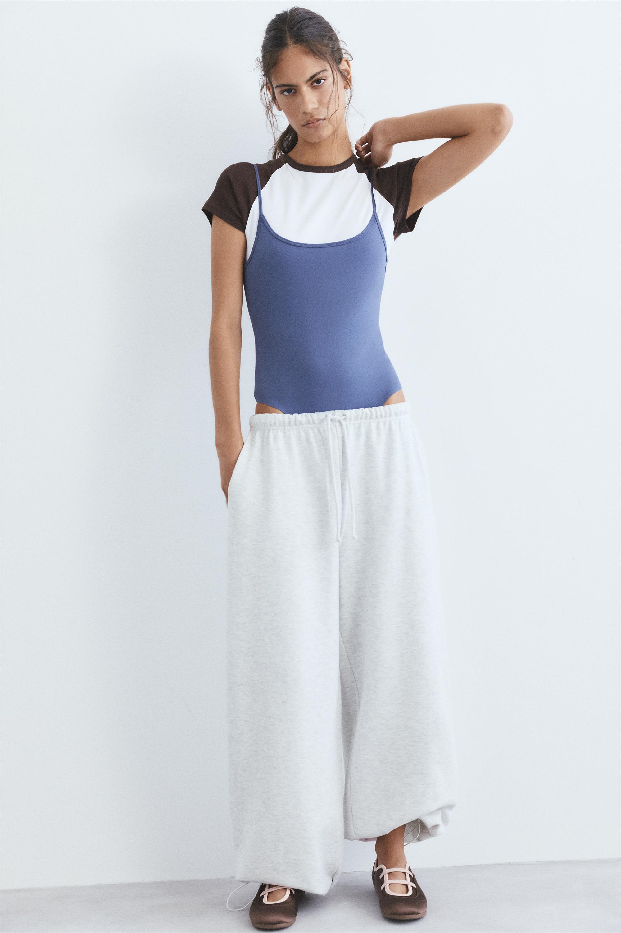 Calças De Fato De Treino Wide Leg Com Bainha Ajustável