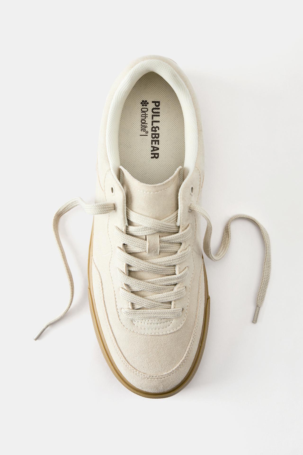 Casual suede trainers — Ecru