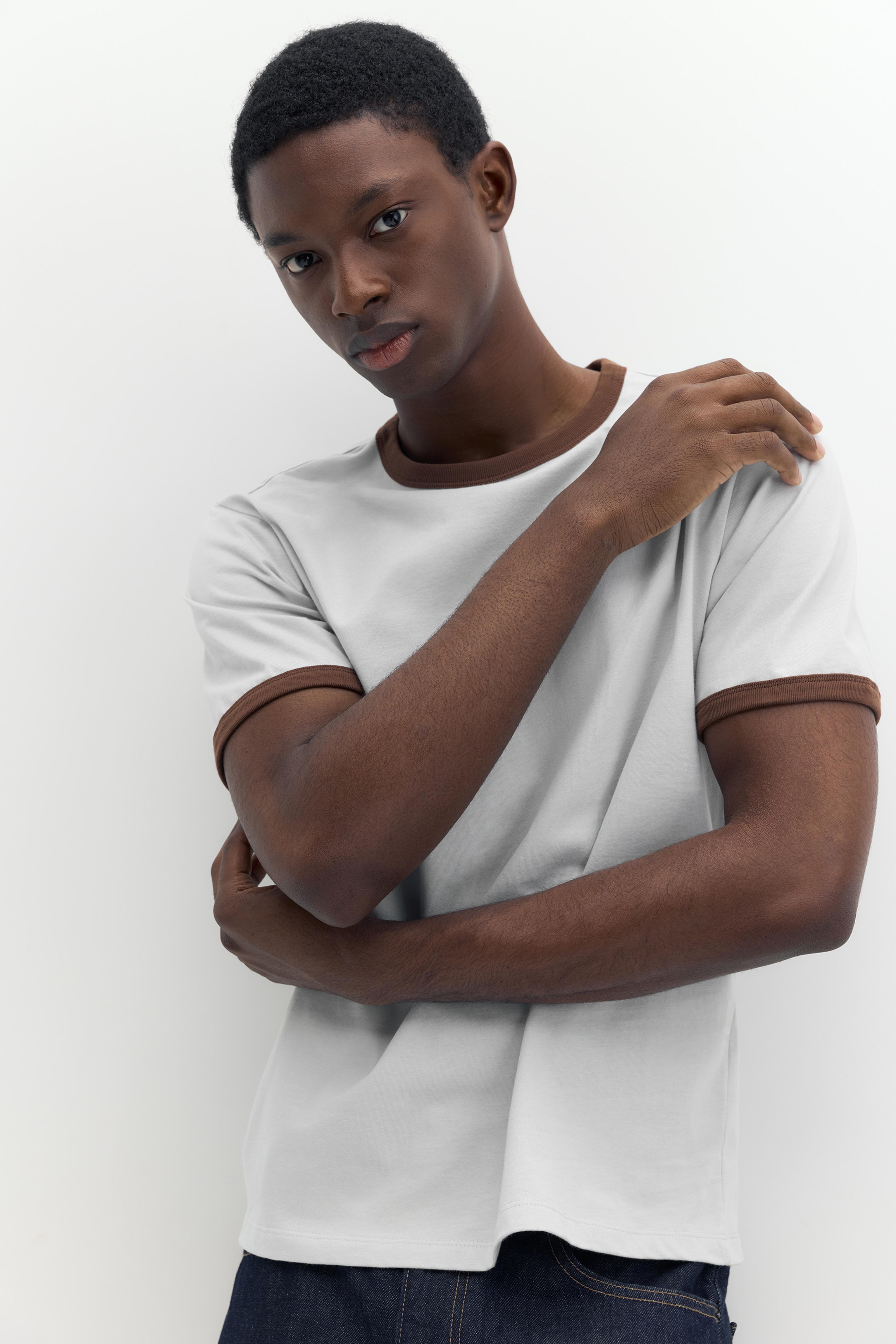 Contrast trim T-shirt — Sky blue