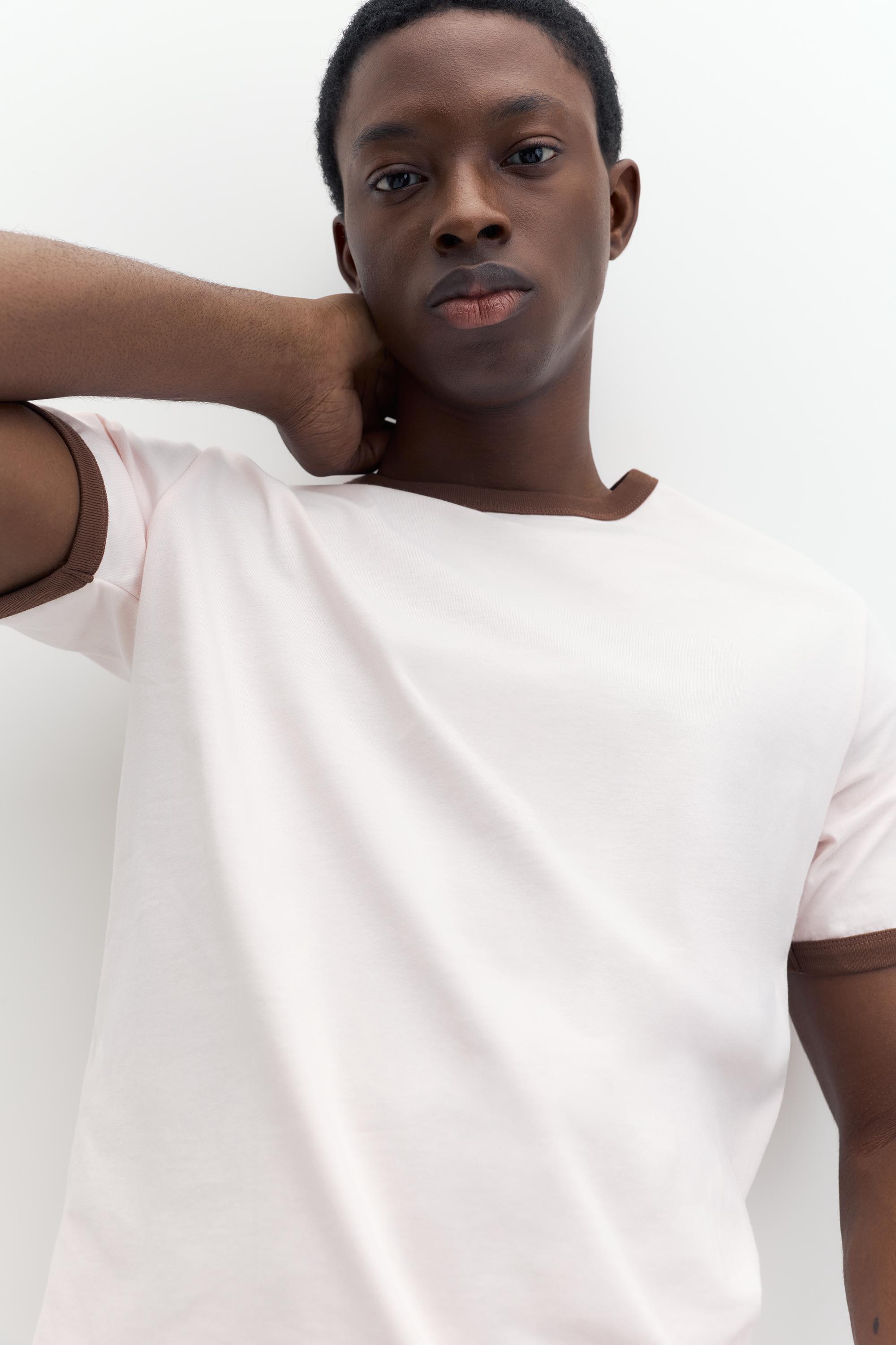 Contrast trim T-shirt — Pink