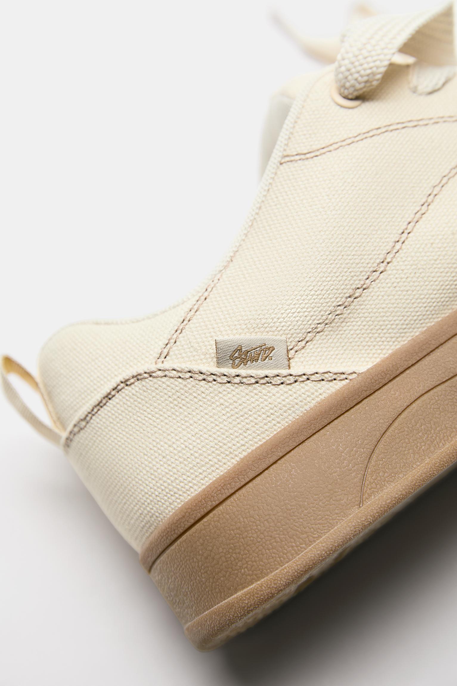 STWD skate trainers with stitching — Ecru