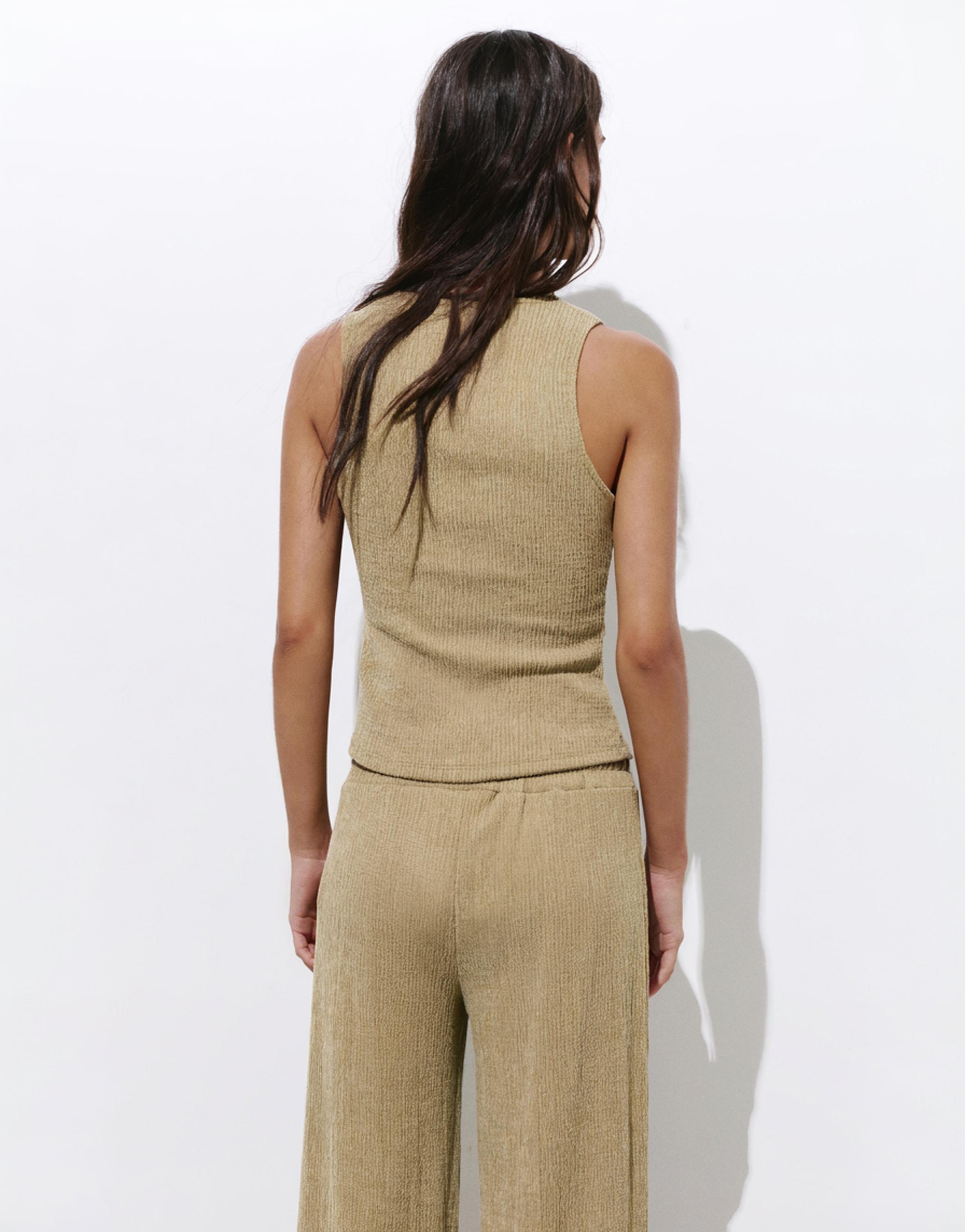 Crepe vest — Khaki