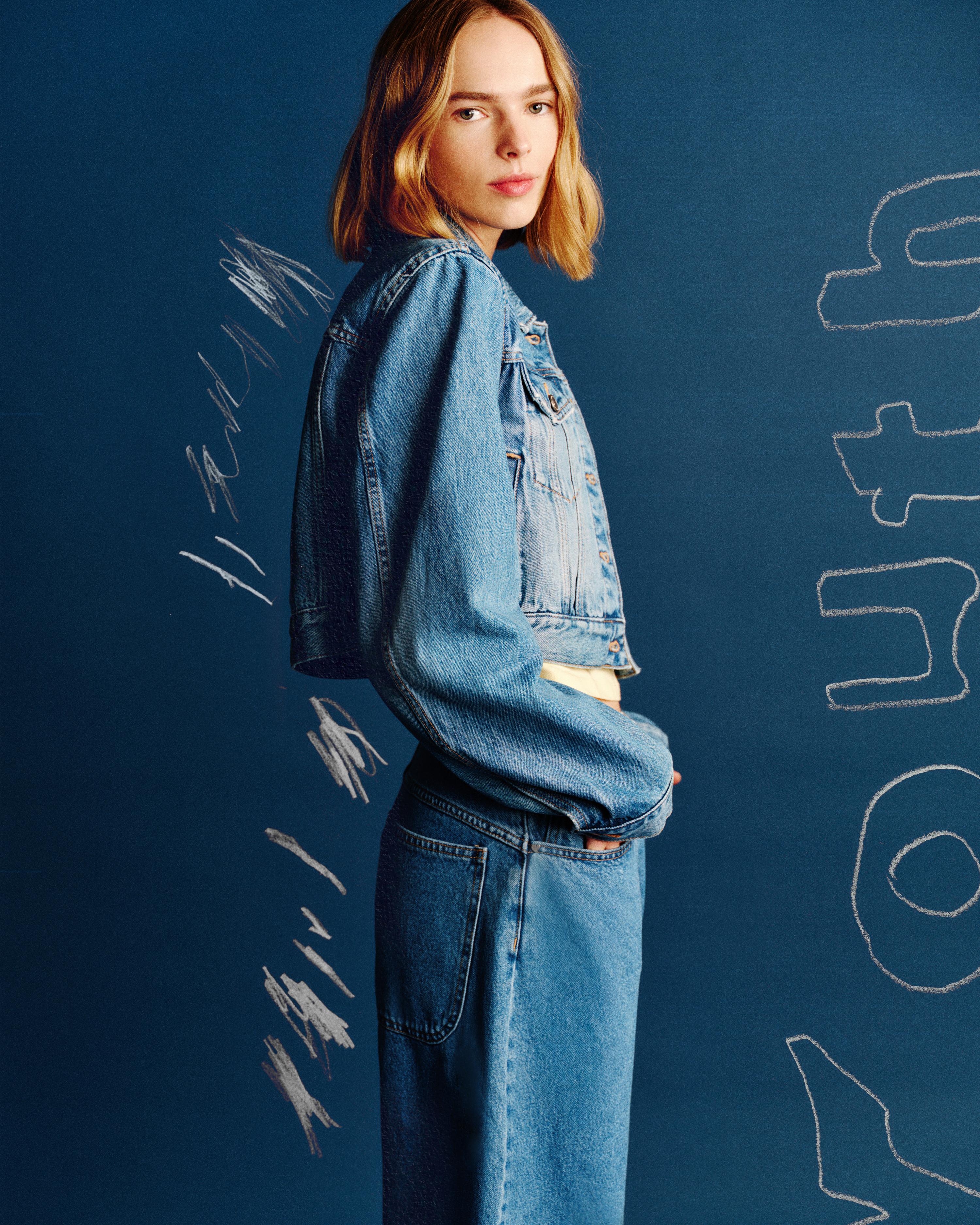Cropped denim jacket — Medium blue