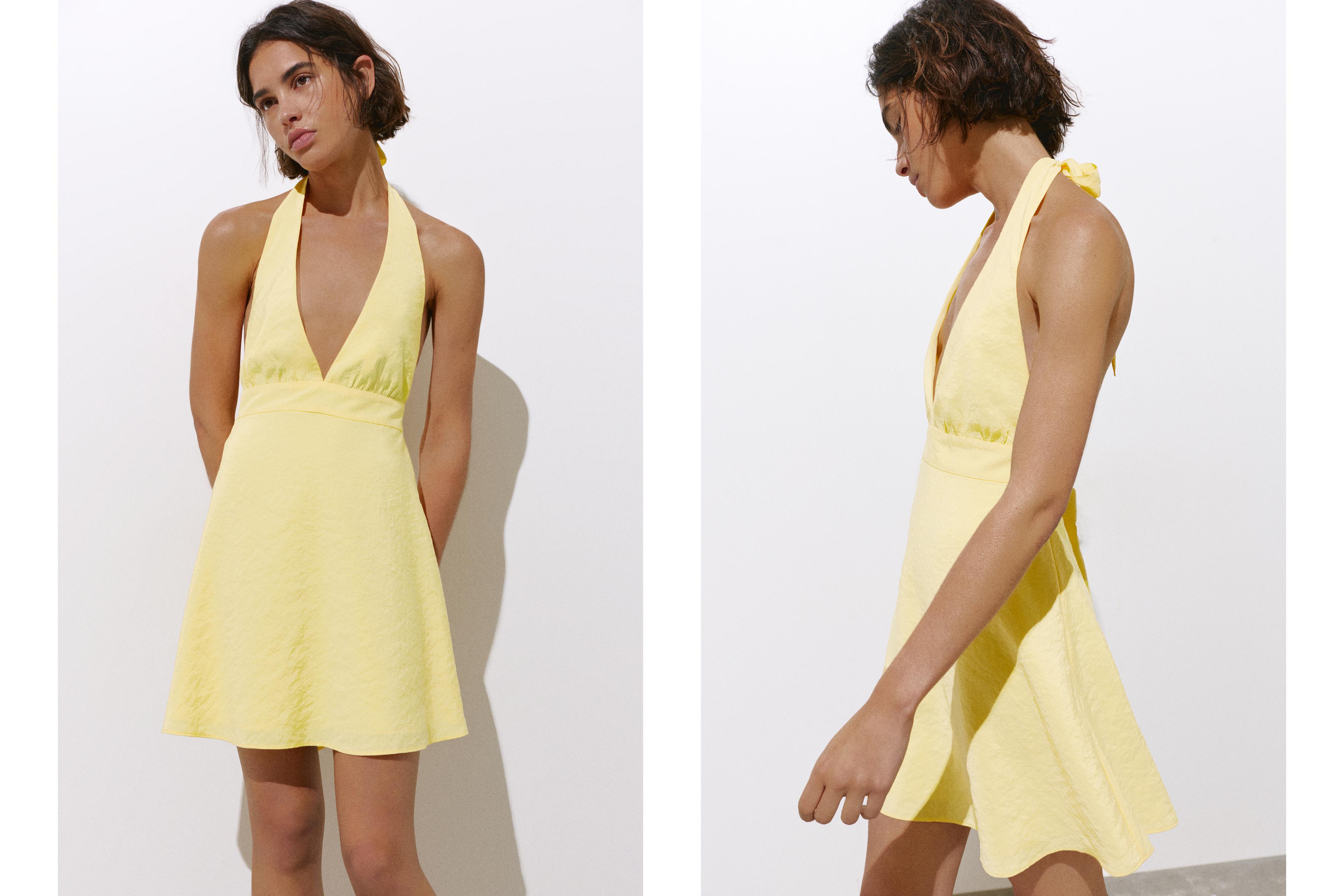 Short halter dress — Yellow