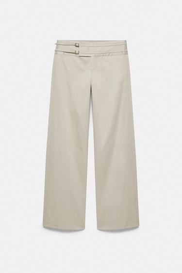 Straight-leg buckle trousers — Light camel 5