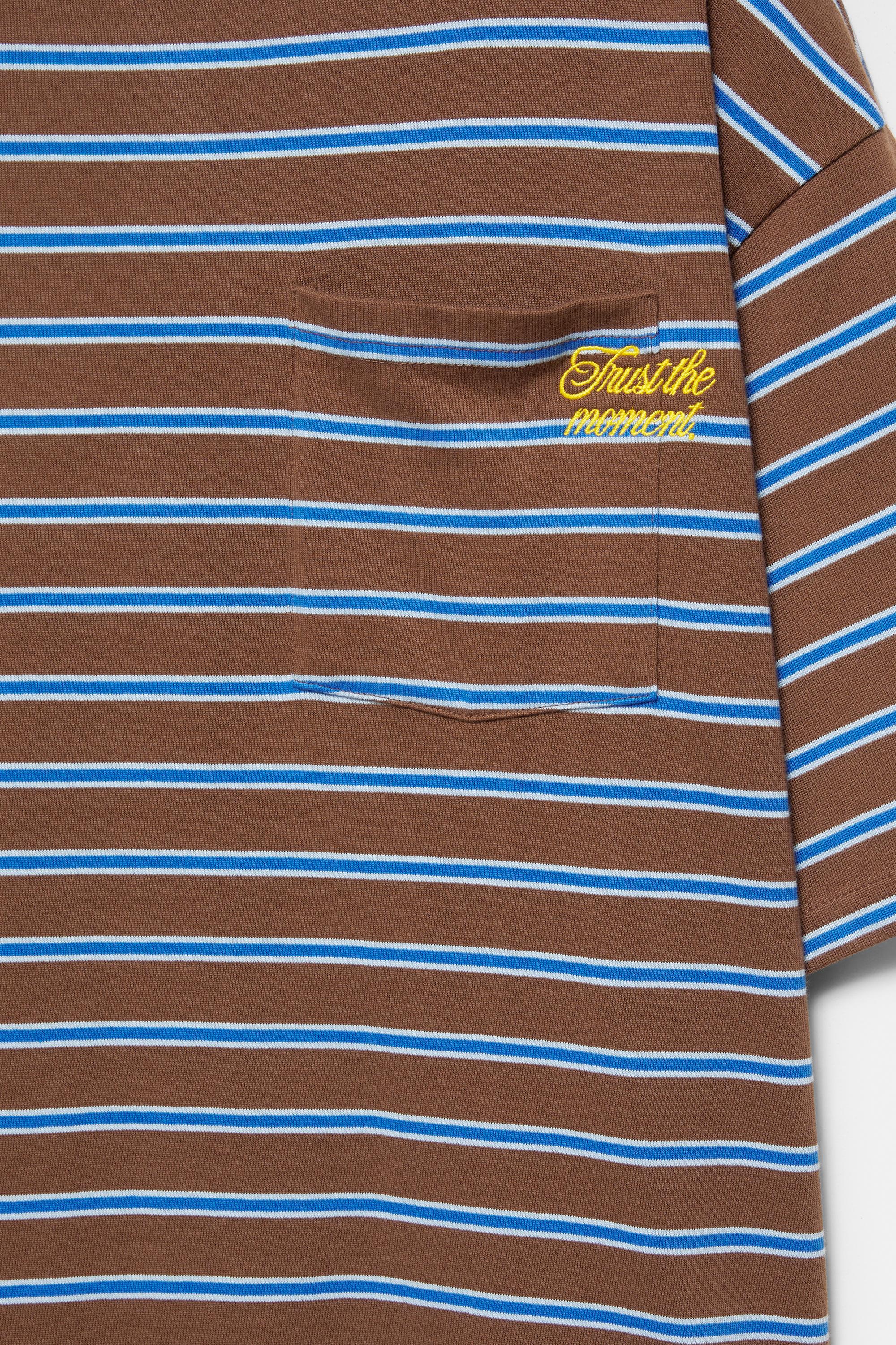 Striped T-shirt with text — Brown