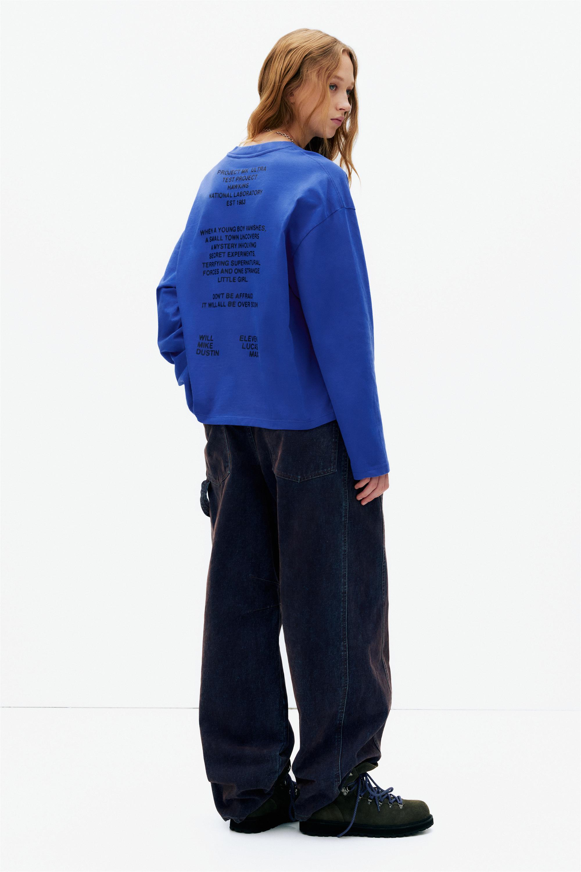 Mavi Stranger Things tişört - Görsel 15