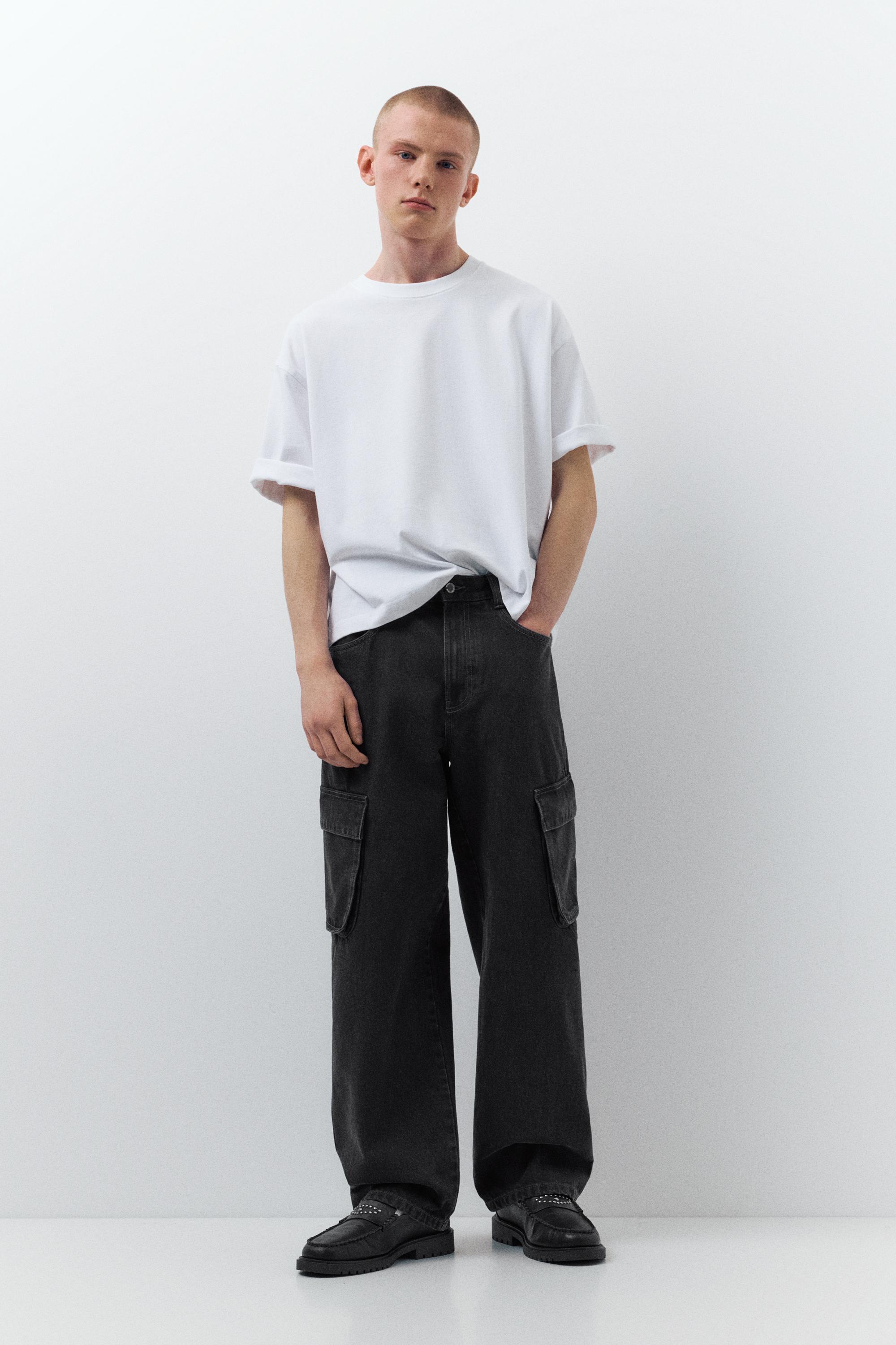 Baggy cargo jeans — Faded black