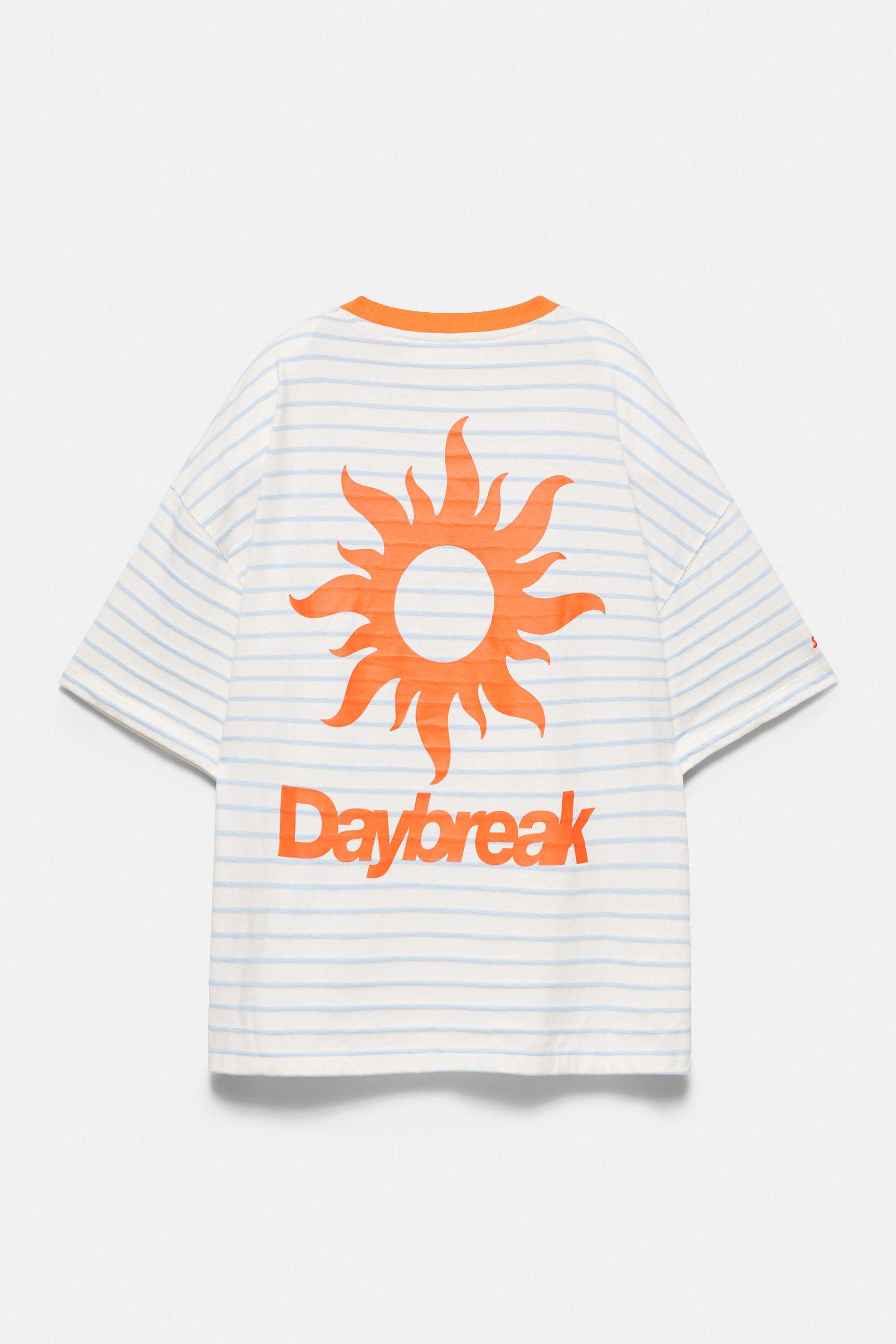 Striped sun graphic T-shirt — Off white