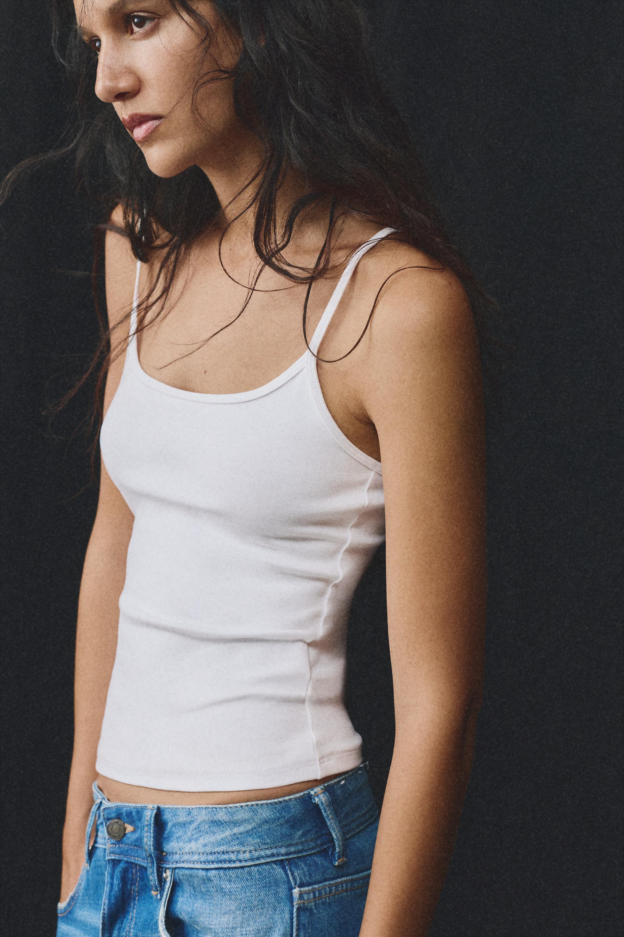 Thin strap top — White