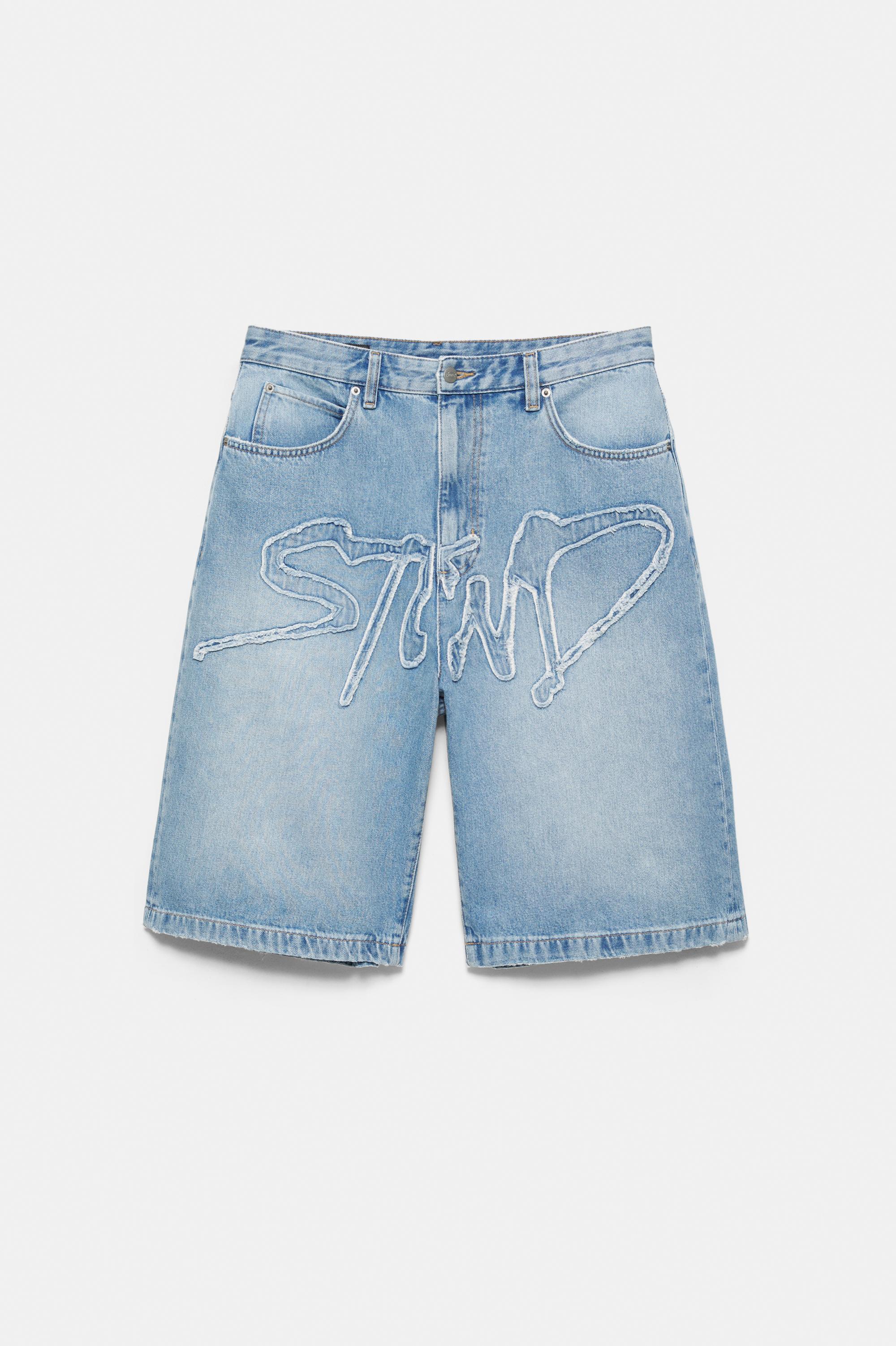 STWD skater denim Bermuda shorts — Pale indigo