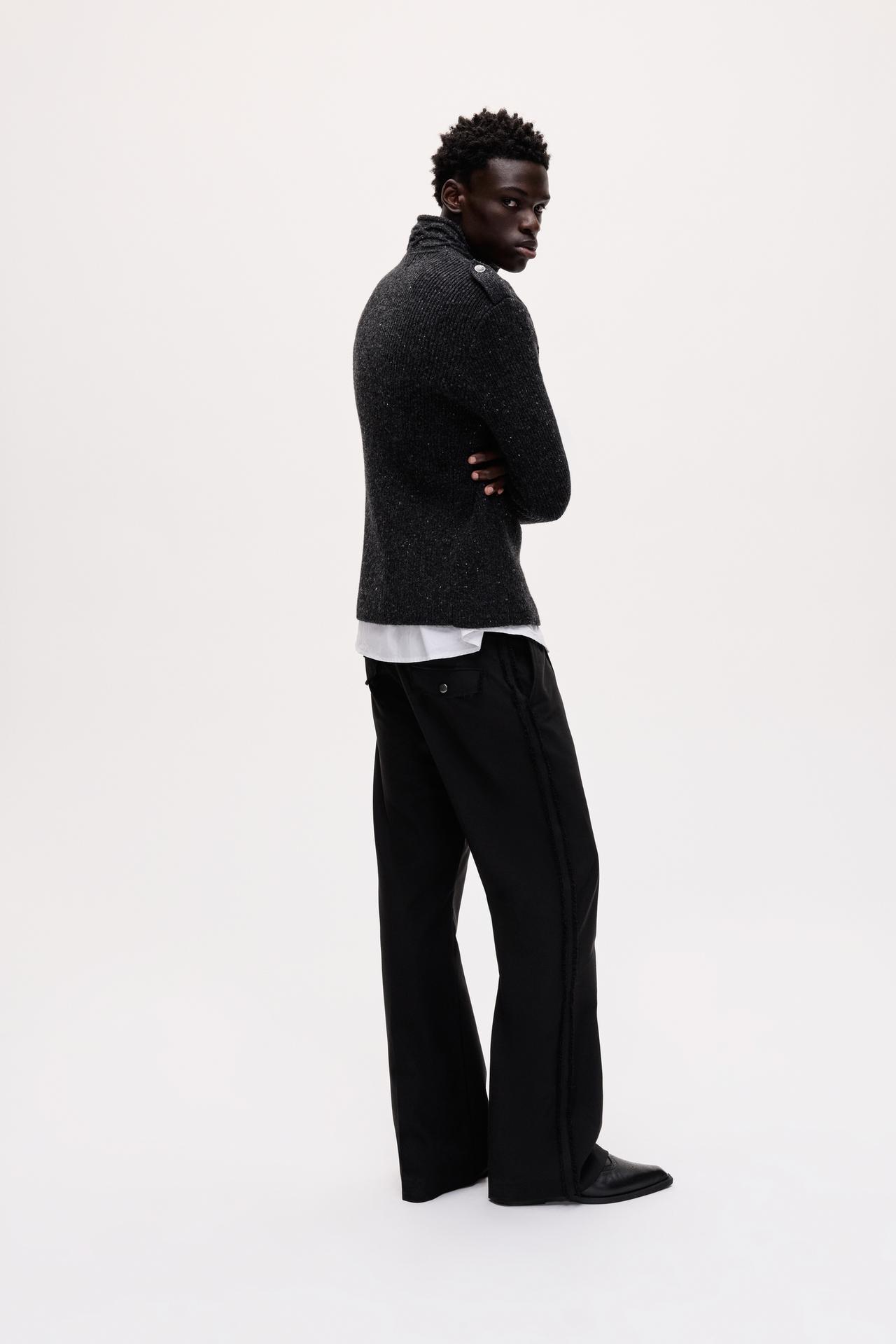 100% wool cardigan — Charcoal marl