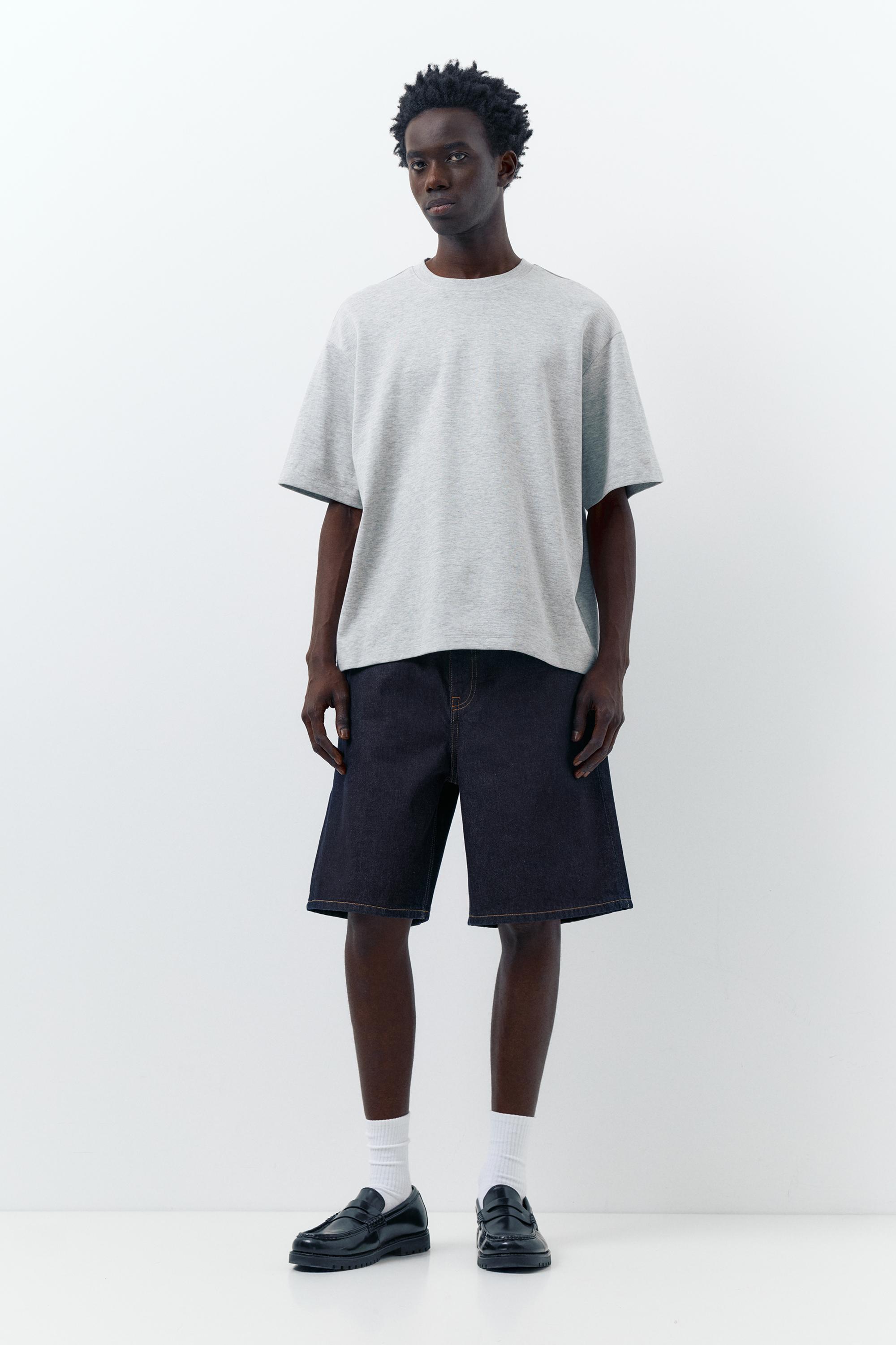 Baggy relaxed fit denim Bermuda shorts — Navy