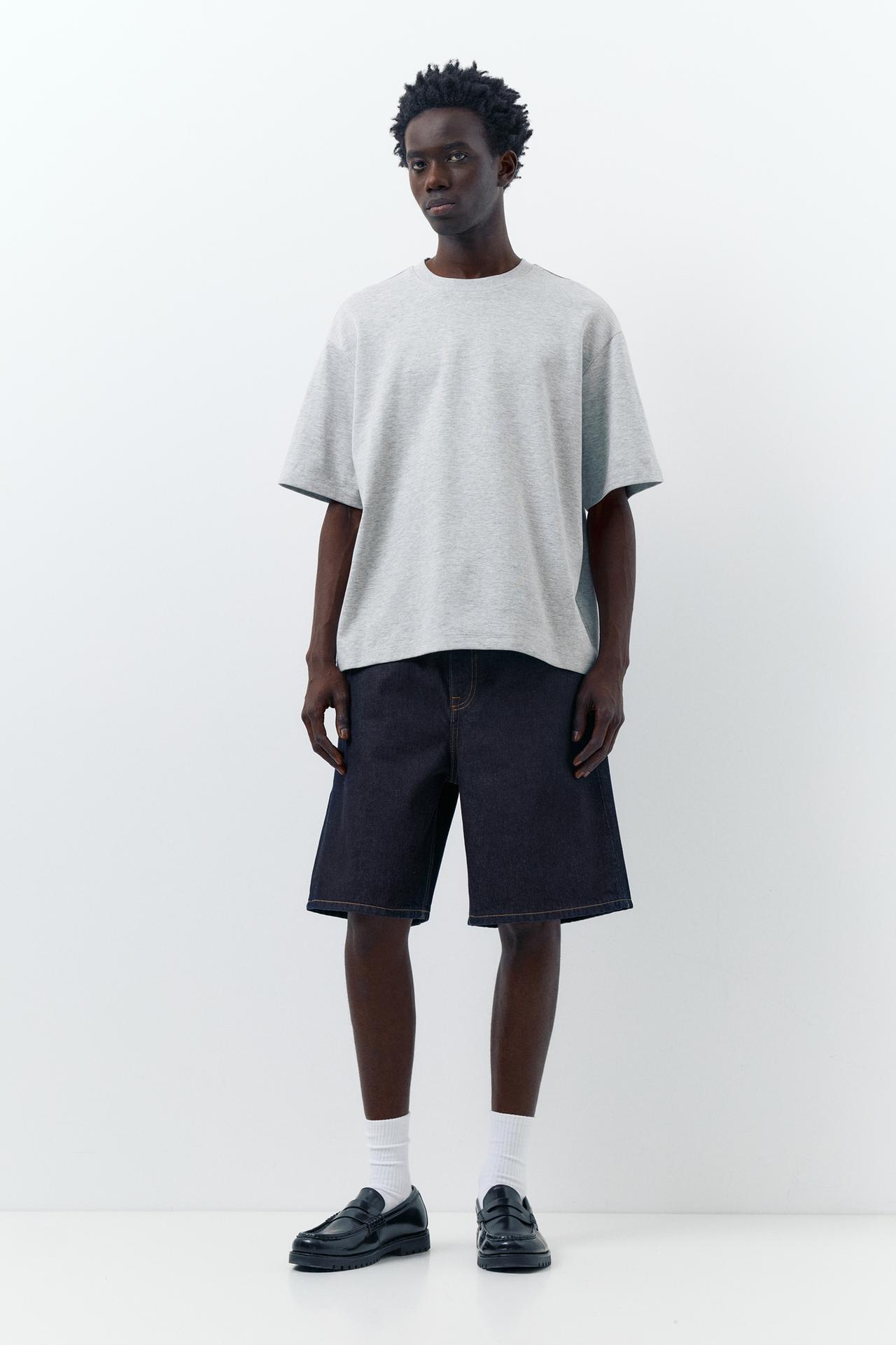 Baggy relaxed fit denim Bermuda shorts — Navy