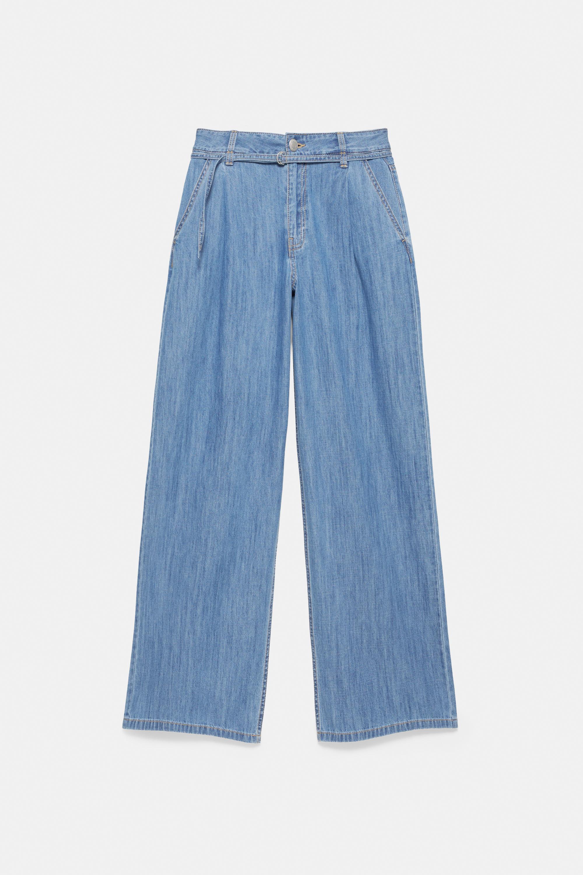 Wide-leg drawstring jeans