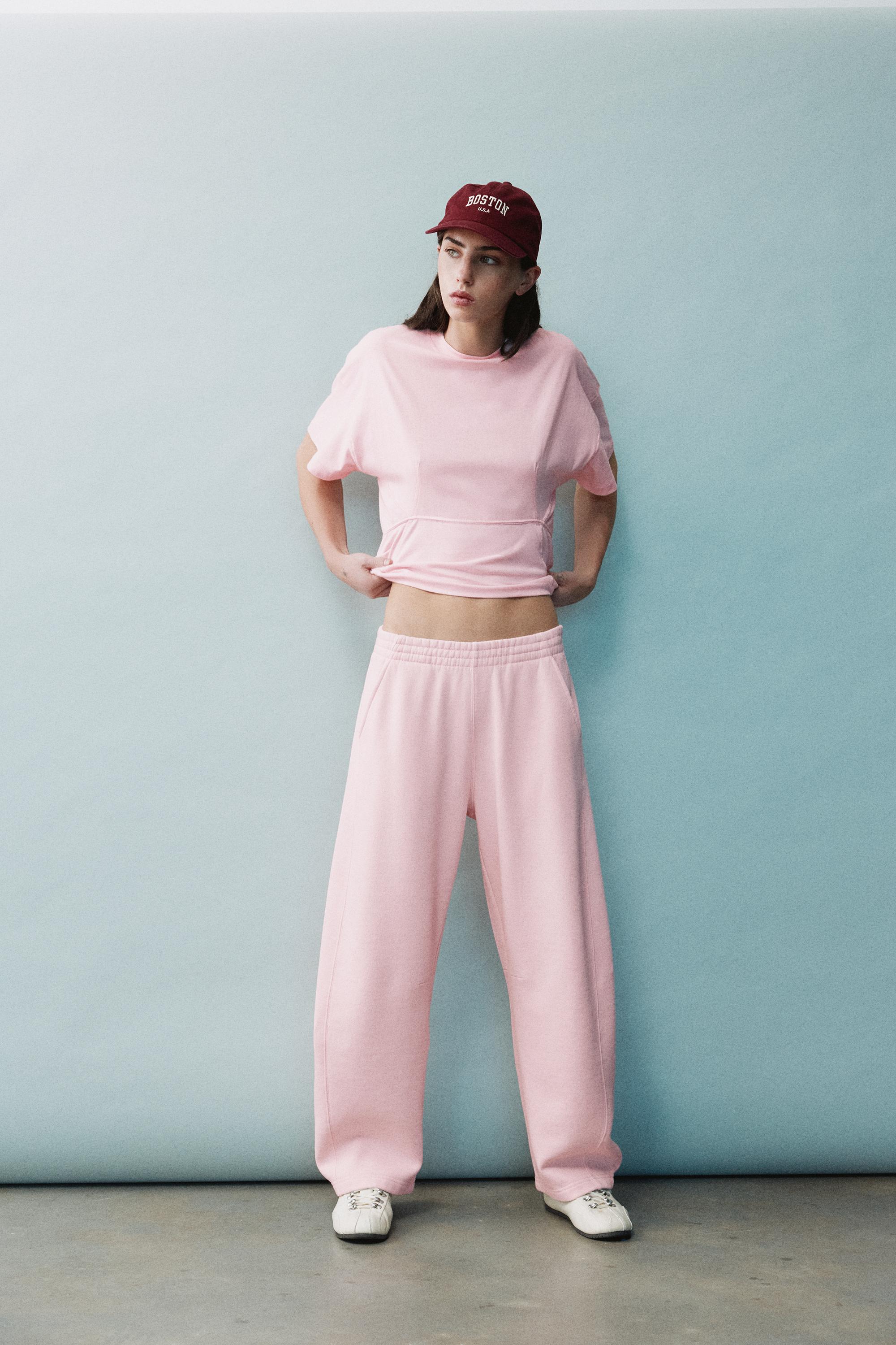 Barrel-leg joggers — Pastel pink