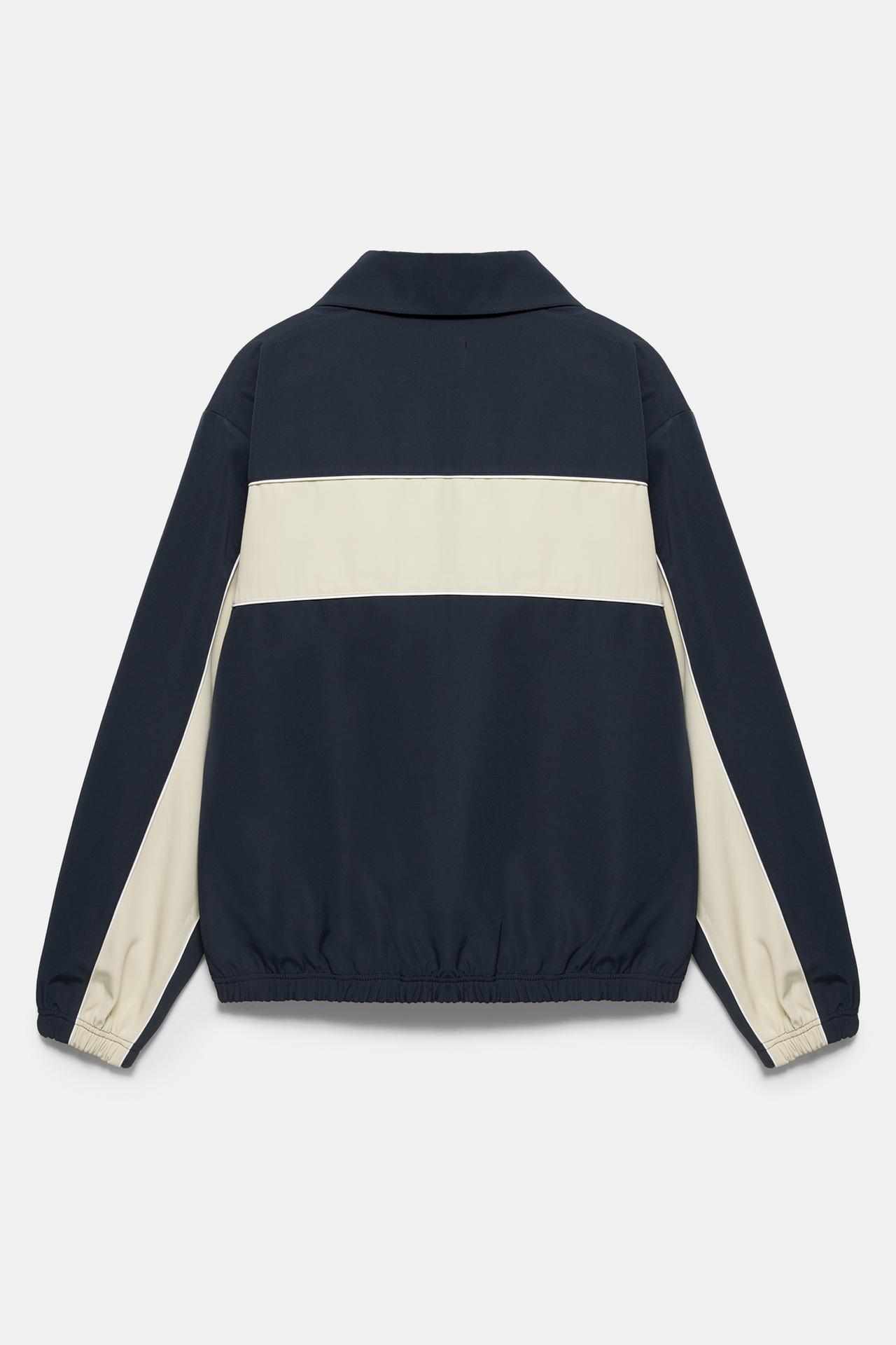 Zip-up panelled jacket — Navy/Ecru
