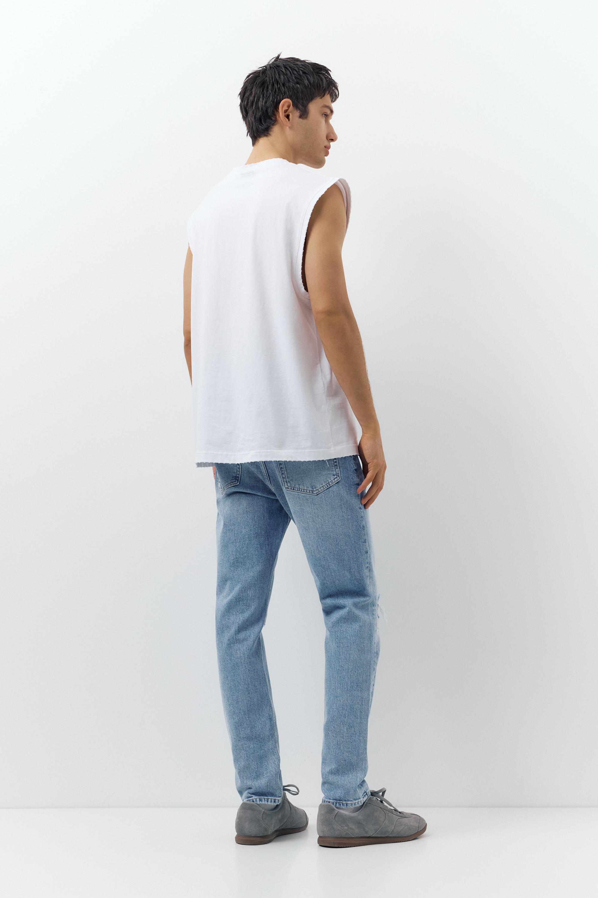 Ripped slim fit jeans — Medium blue