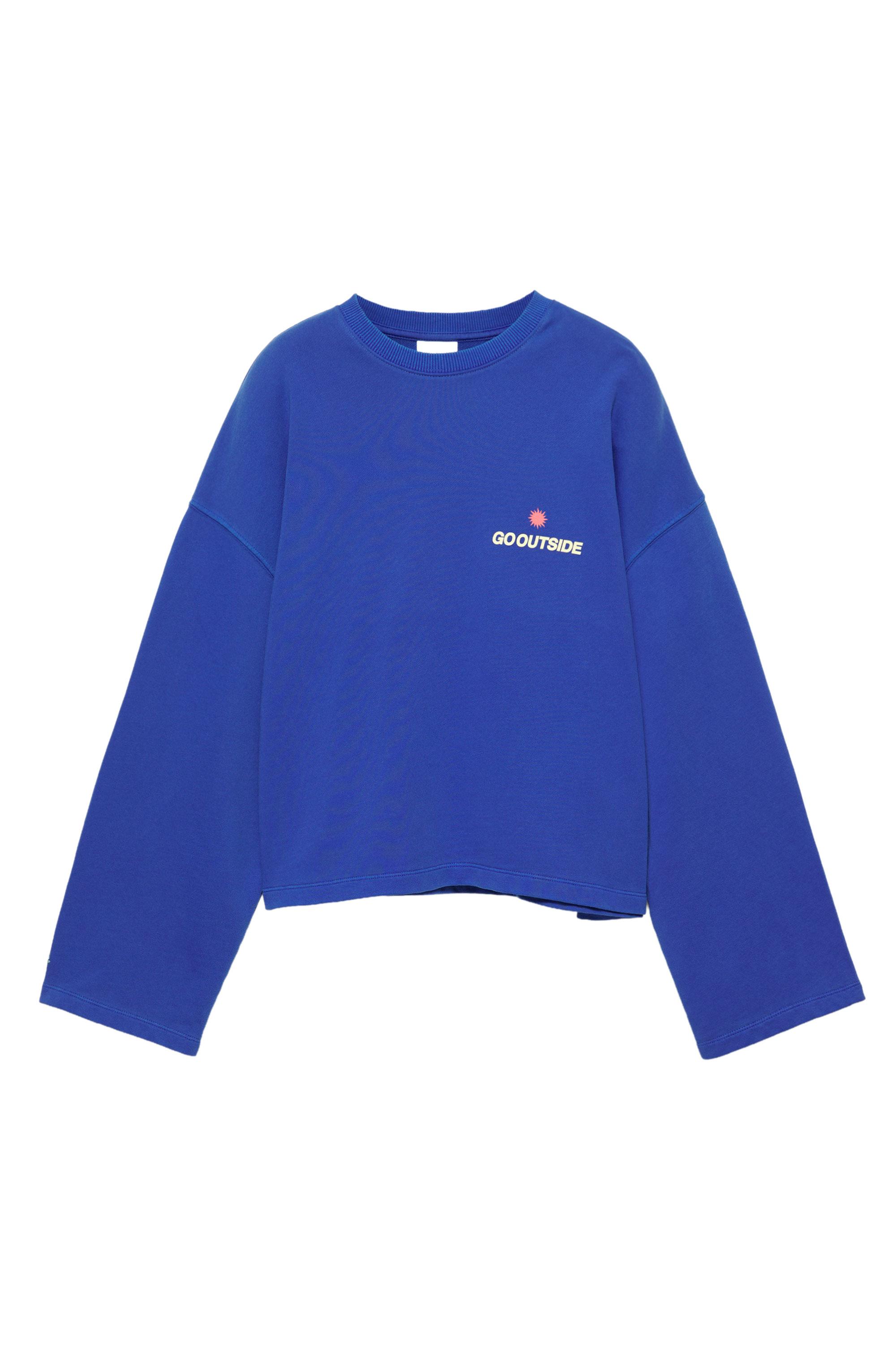 Pull&Bear Güneş grafikli mavi sweatshirt